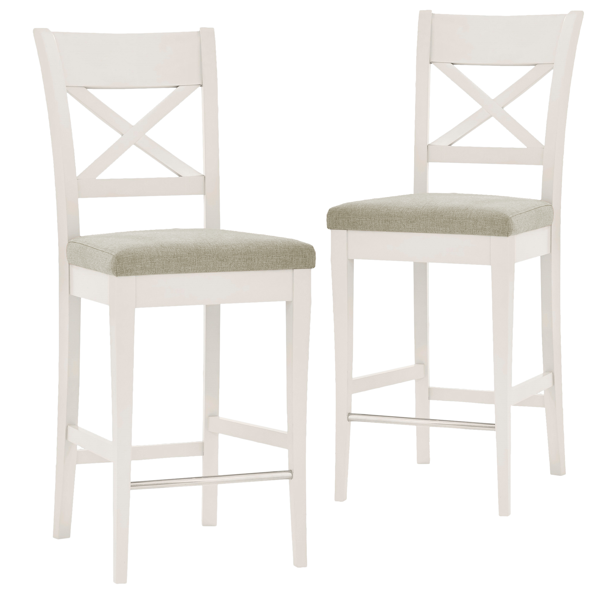 Temple Webster Emilia French, White Wooden Cross Back Bar Stool