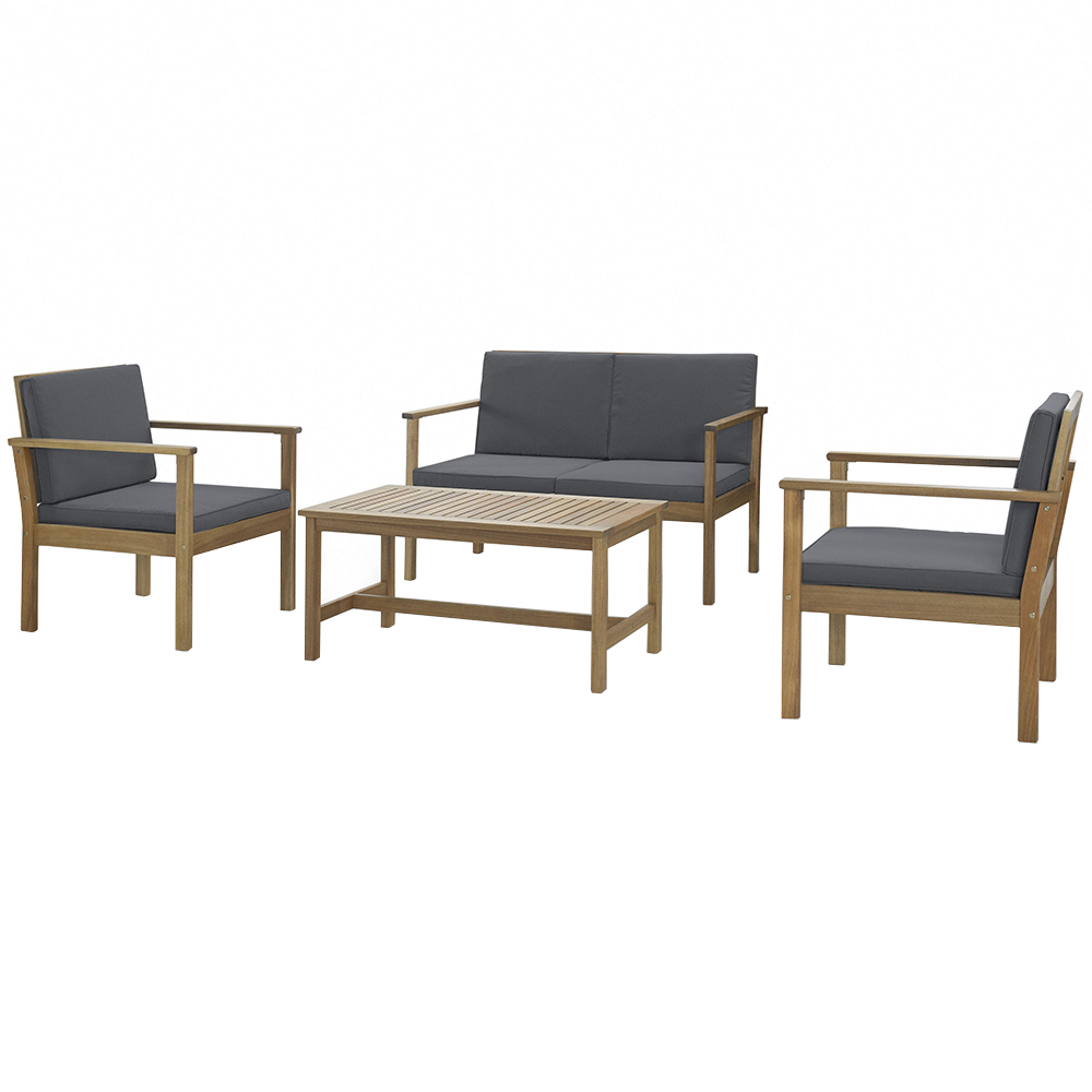 Temple Webster 4 Seater Miami Wooden Outdoor Lounge Table Set