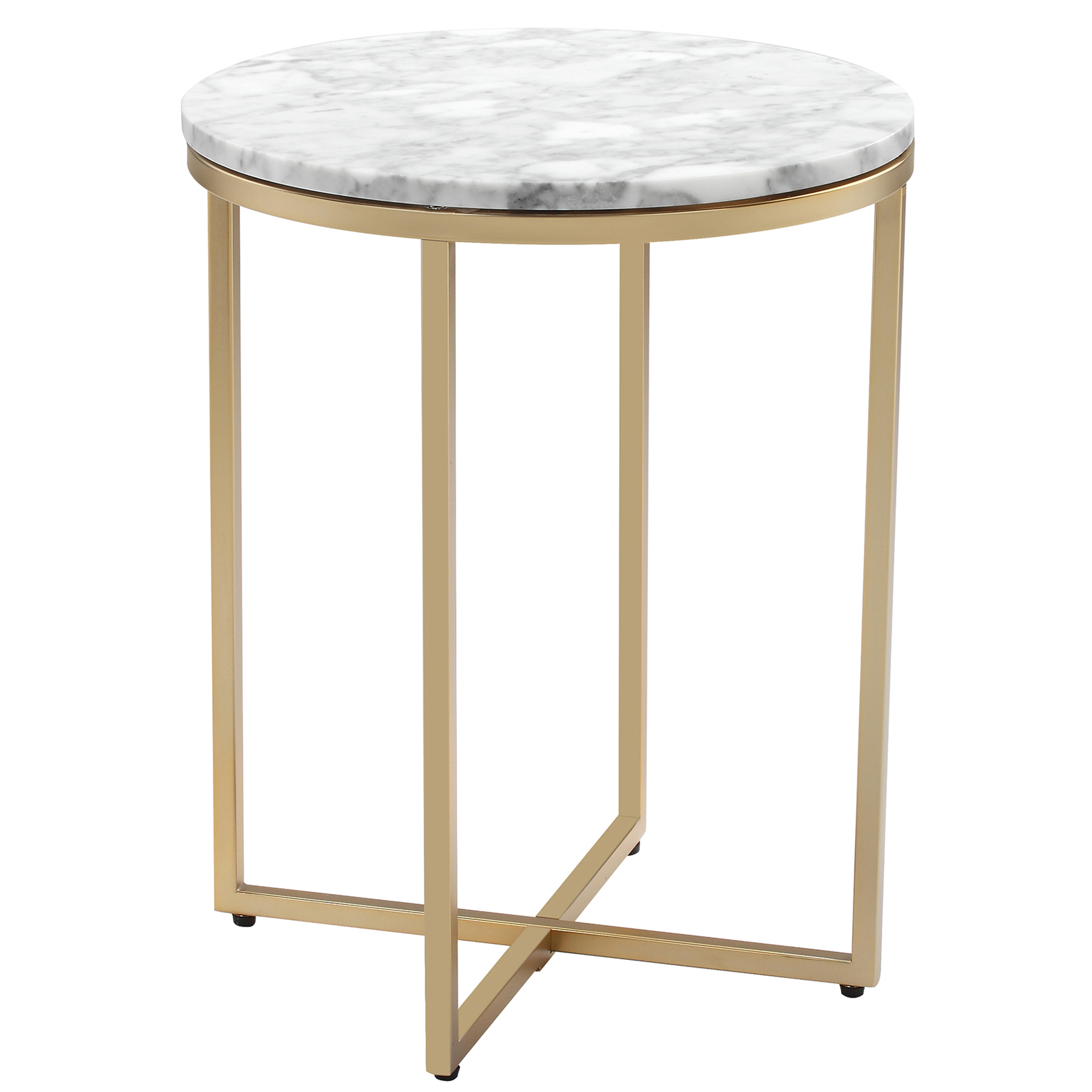 NEW 40cm White Serena Round Italian Carrara Marble Side ...
