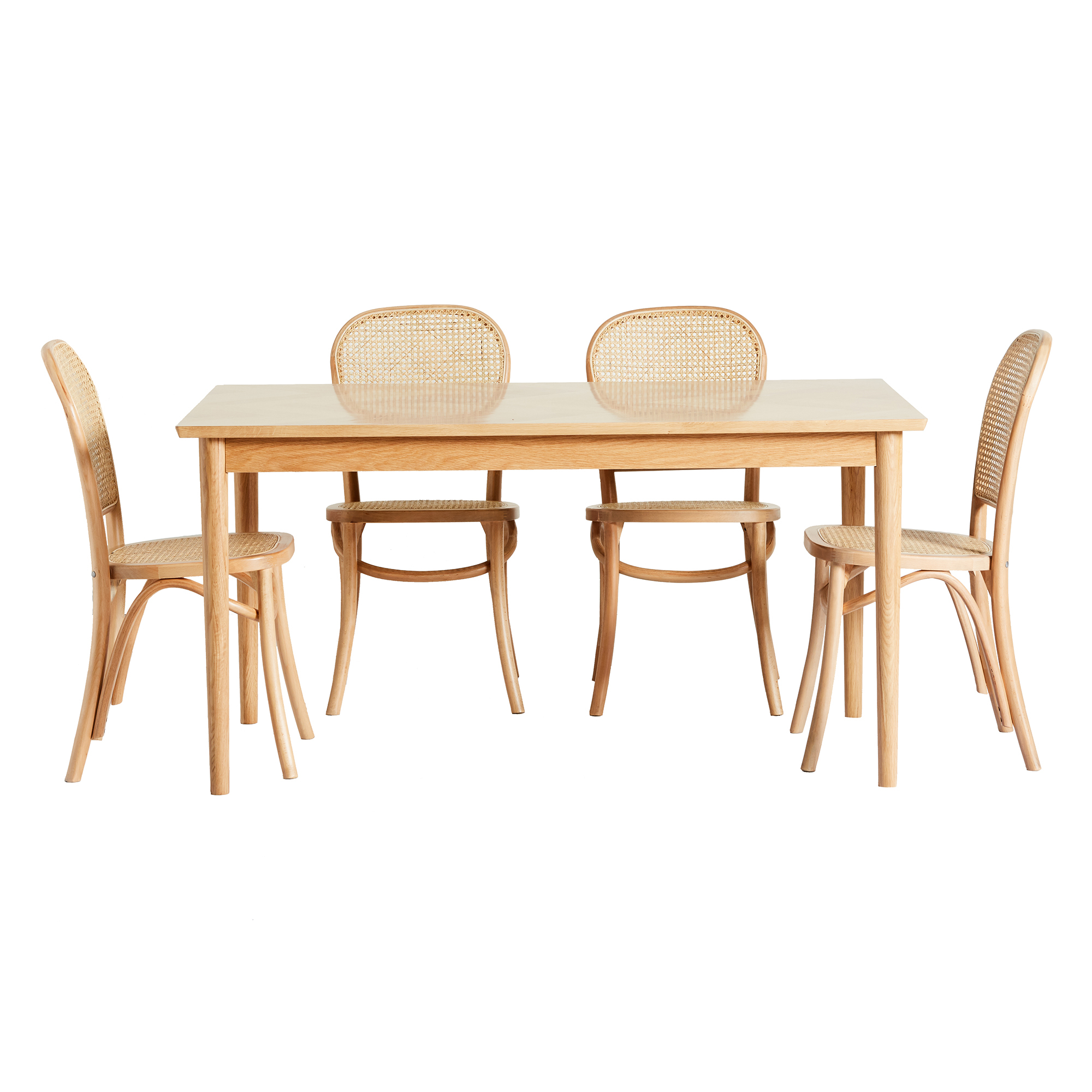 Temple Webster 4 Seater Parquet Dining Table Rattan Chair Set Reviews