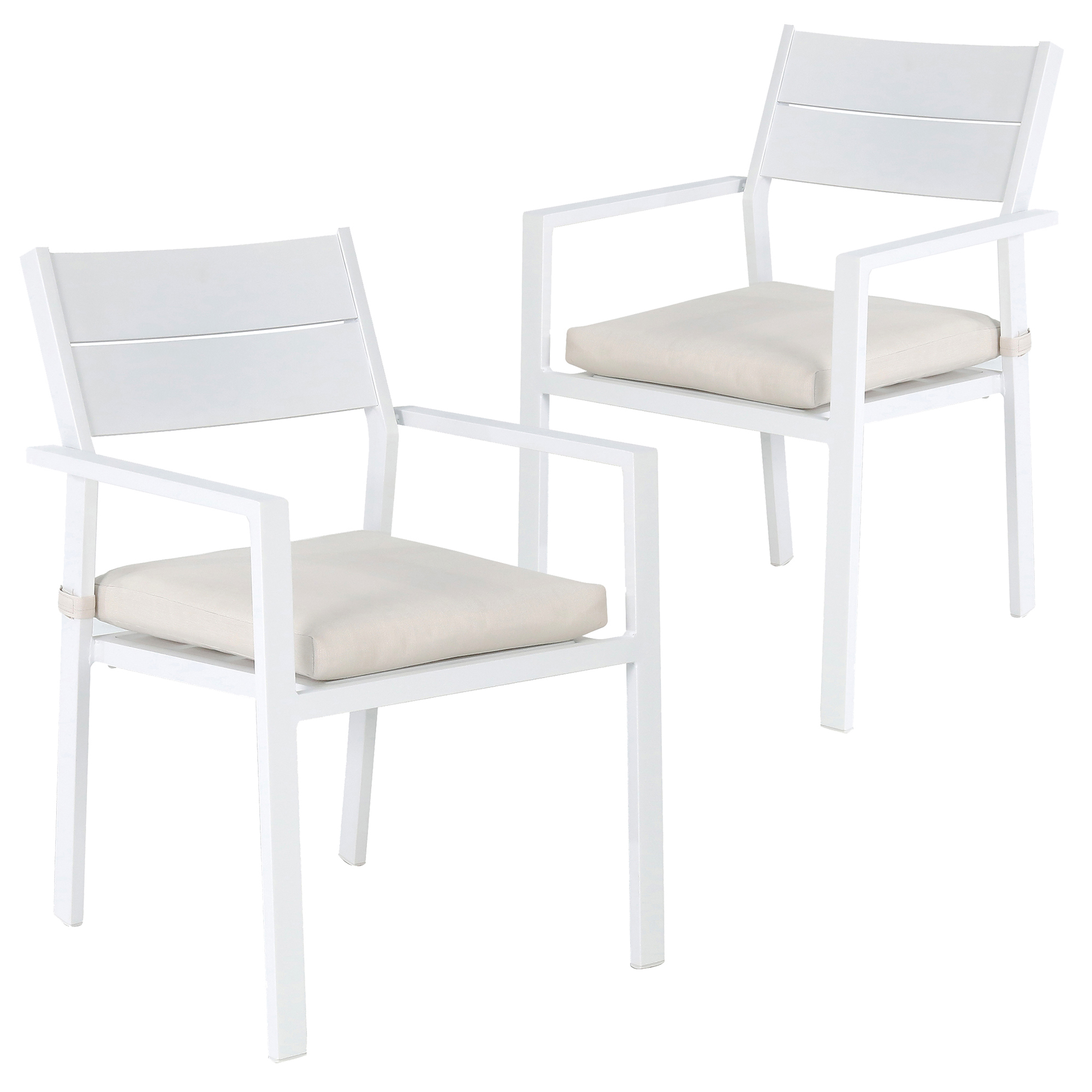 white aluminium chairs