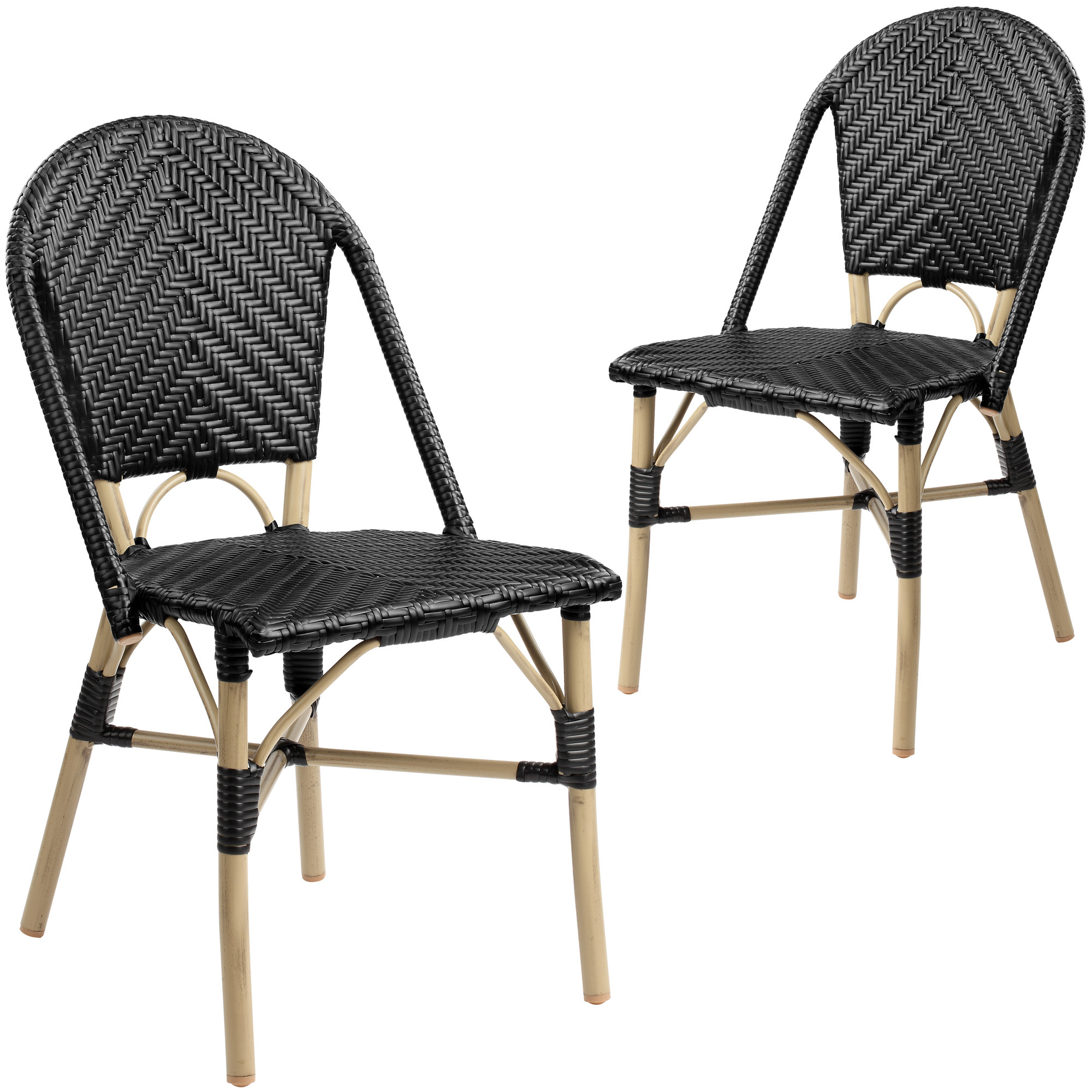 Temple Webster Black Paris Pe Rattan Outdoor Cafe Dining Chairs Reviews
