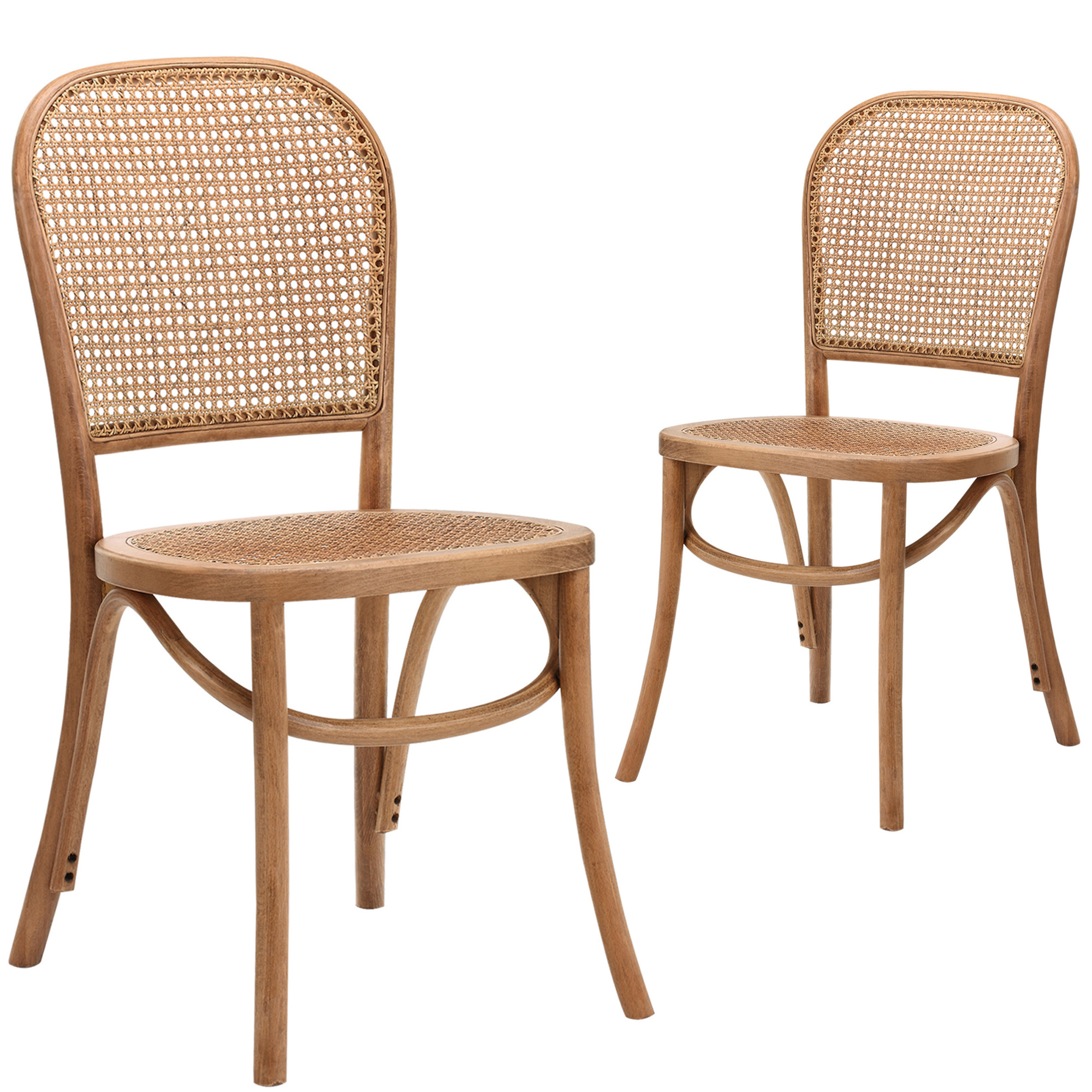 Temple Webster Antique Brown Luca Beech Wood Rattan Dining Chairs Reviews