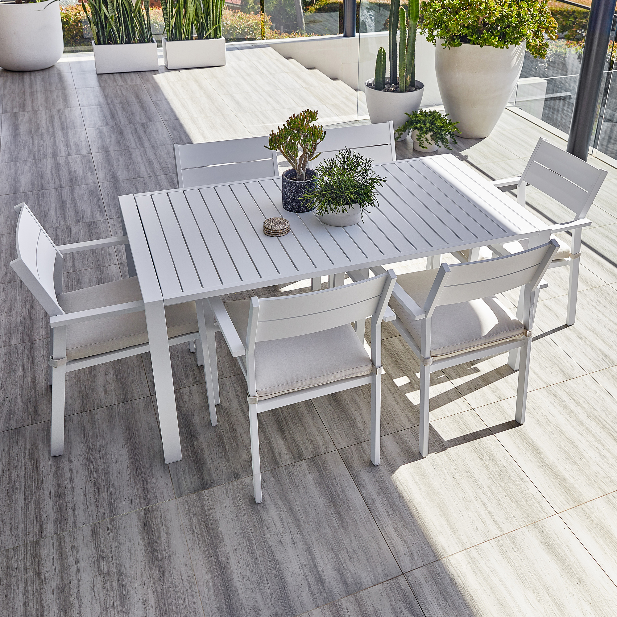 New 6 Seater Kos Aluminium Outdoor Dining Table Set Ebay