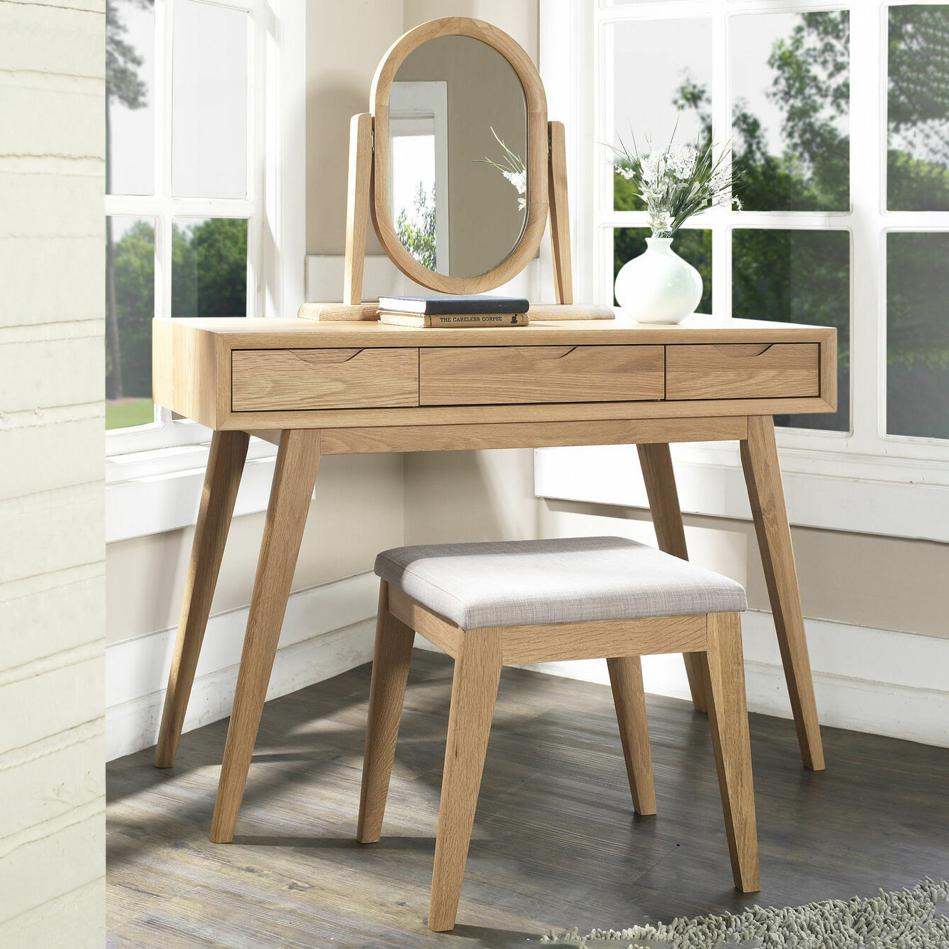 Temple Webster 3 Piece Skov Natural Dressing Table Set