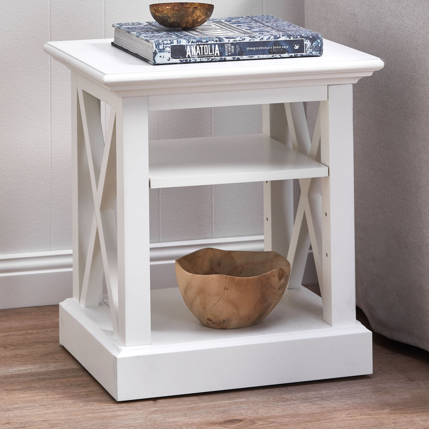 Temple Webster White Hamptons Side Table, Side Lamp Tables Australia