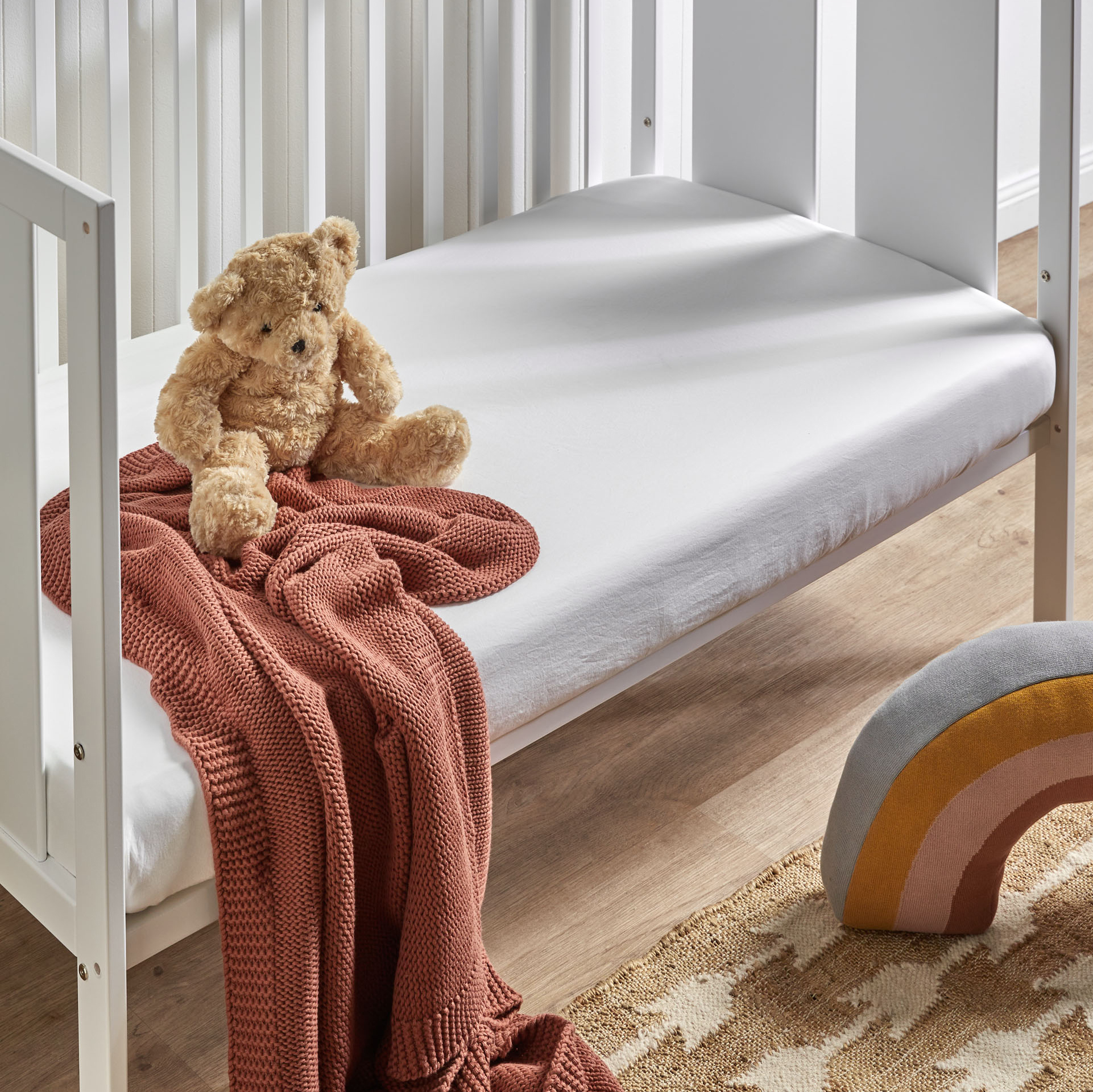 White Washed Organic Cotton Fitted Cot 