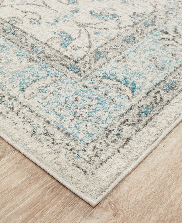 Temple & ster Blue & Cream Evanna VintageStyle Rug