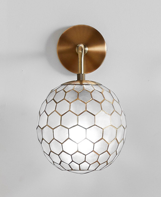 Temple & Webster Honeycomb Capiz Shell & Steel Wall Sconce