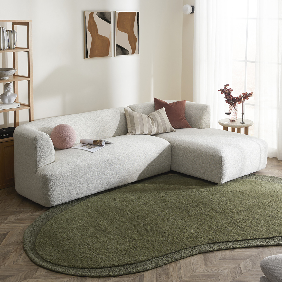 Gala Boucle 4 Seater Sofa with Chaise
