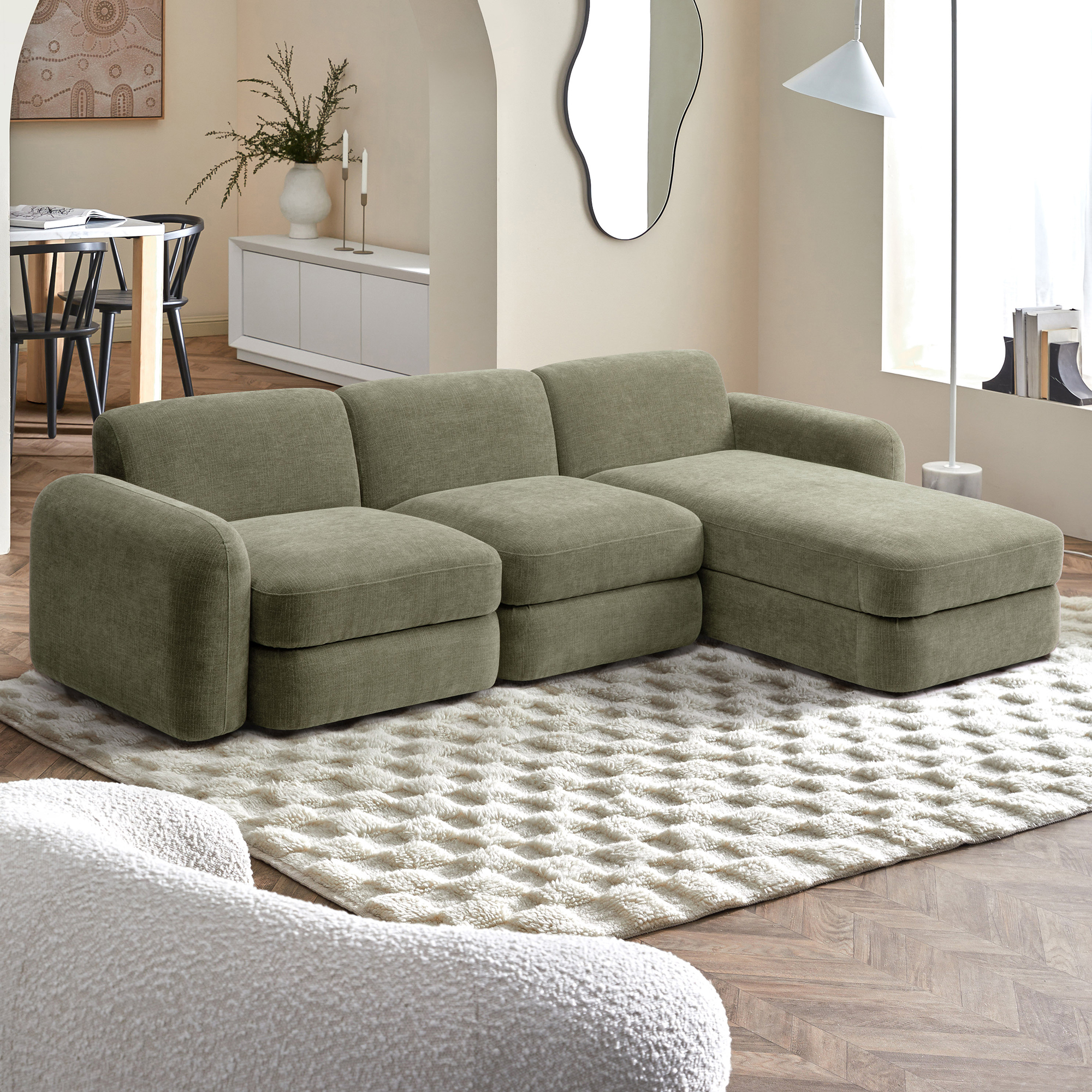 Cora 4 Seater Modular Sofa with Chaise and Storage