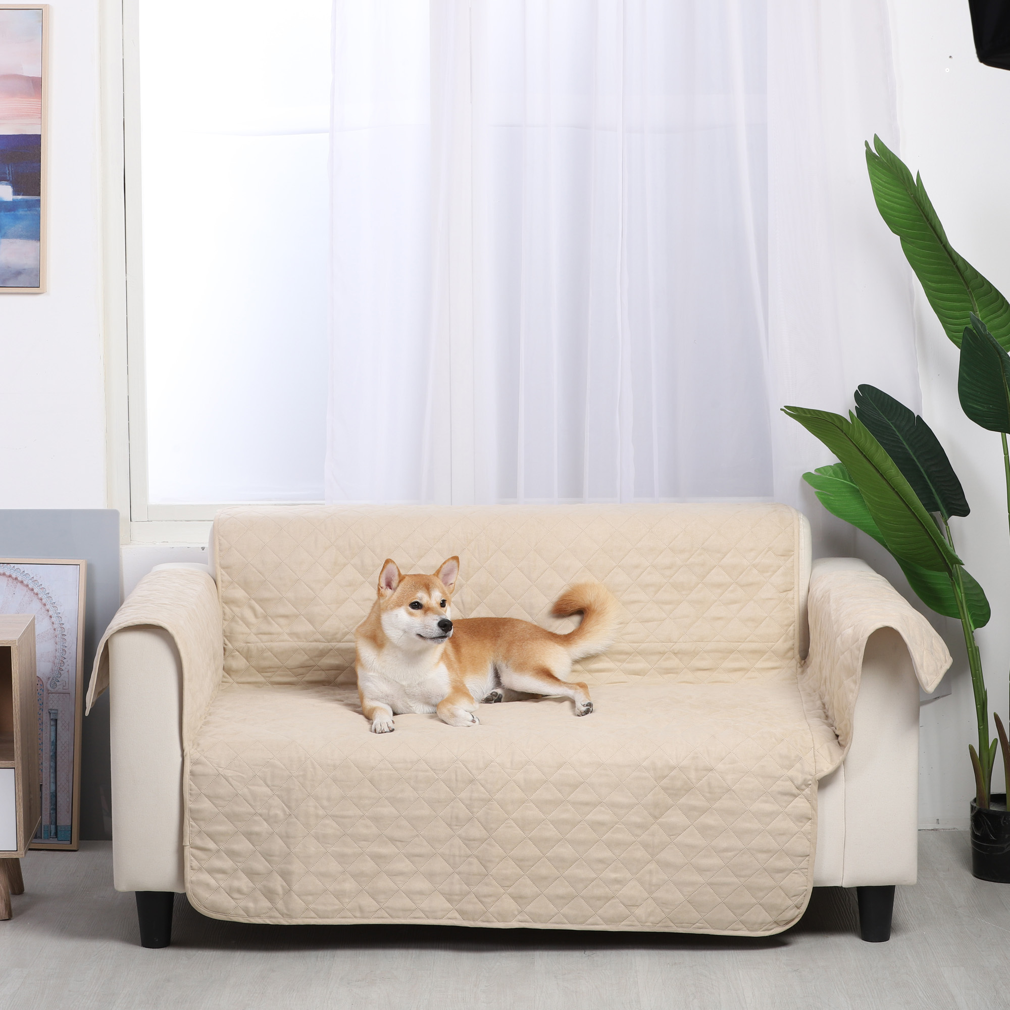 Kids For Pets Furniture Protector Washable Anti-Slip with Elastic Straps PETEMOO Waterproof Reversible Sofa Slipcover 