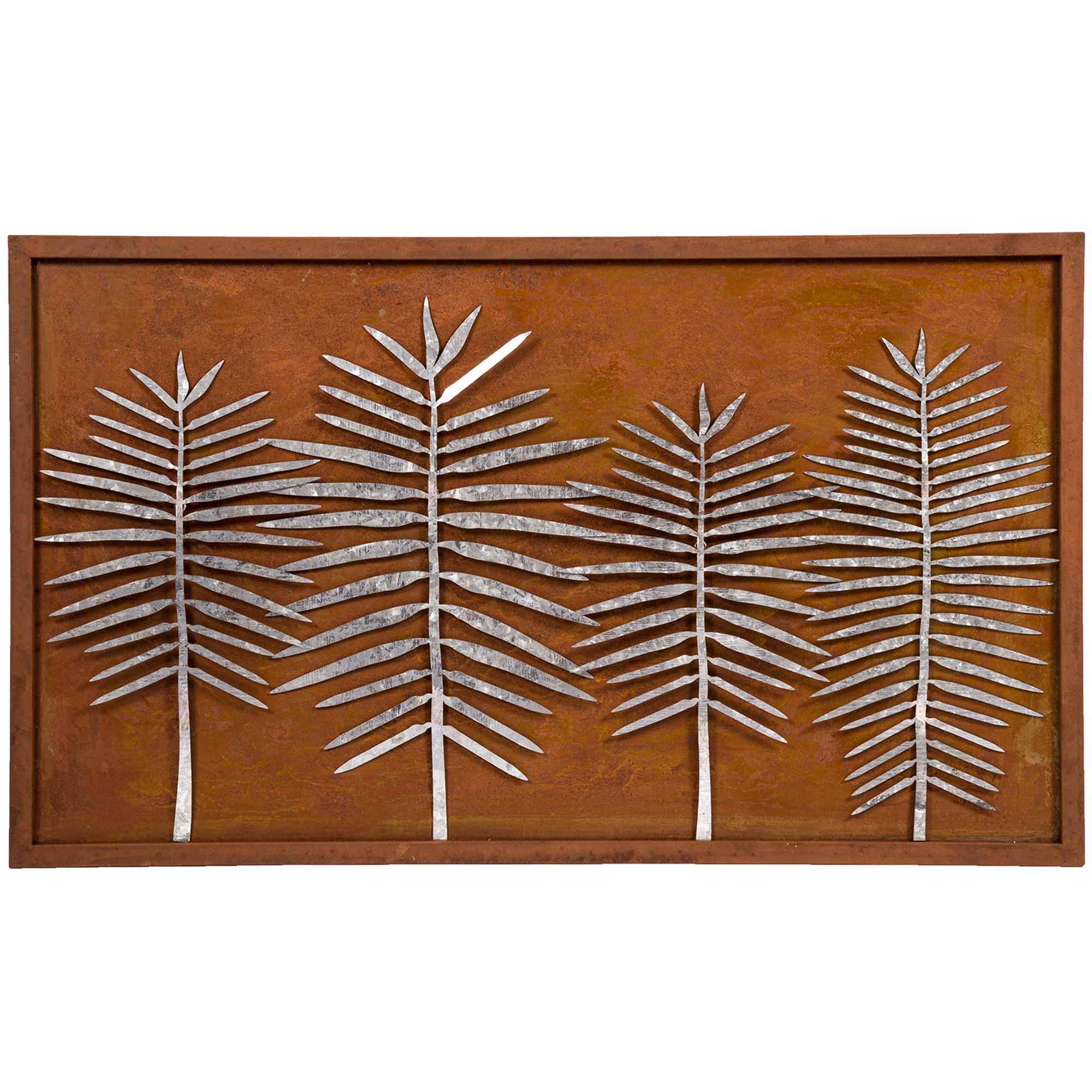 Rust Galvanised Laser Cut Leaves Wall Decor
