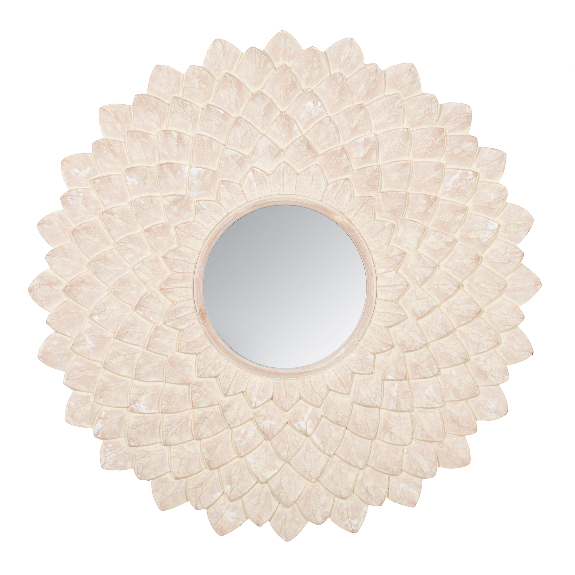 Xl Whitewash Medallion Wall Mirror