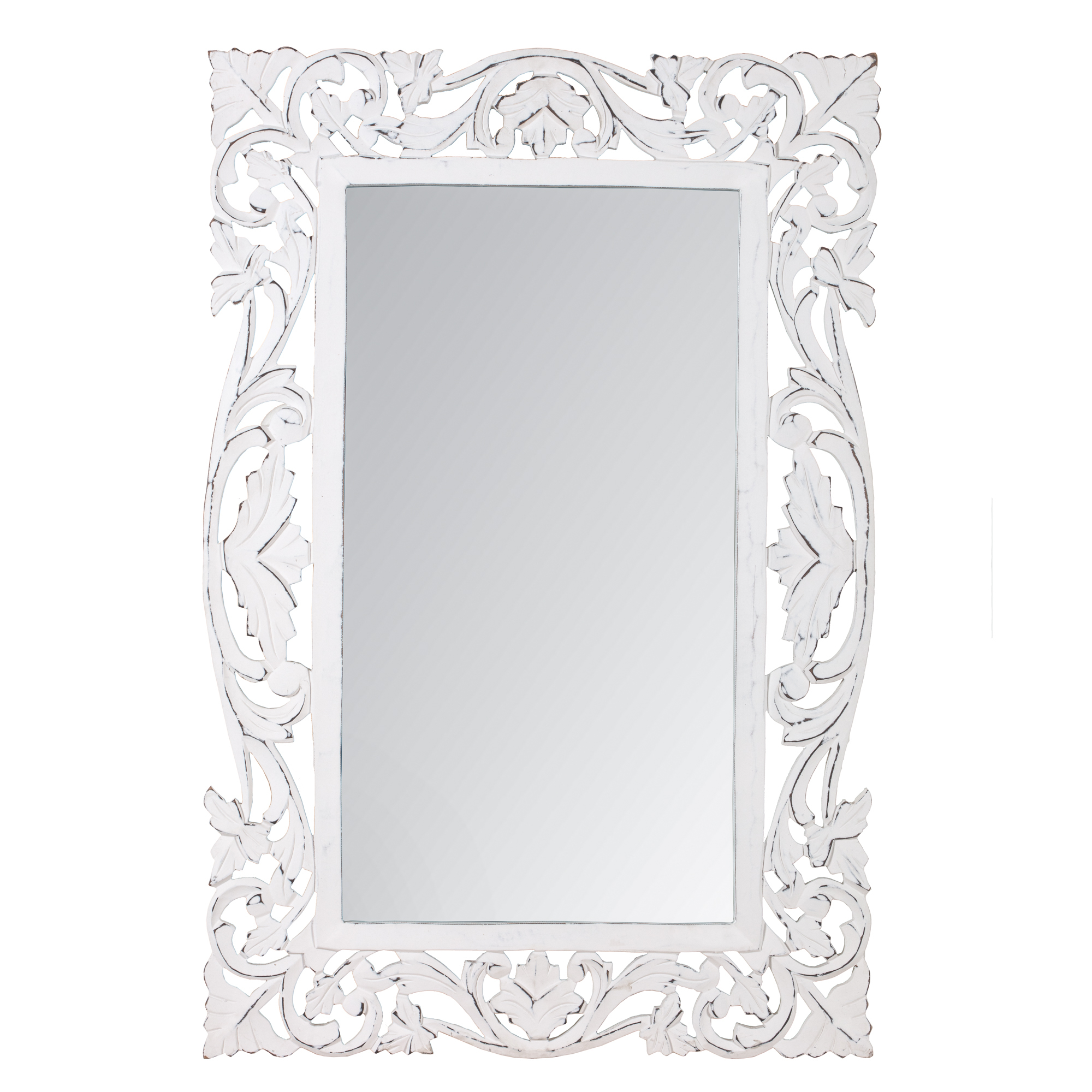 Xl White Antique Scroll Wall Mirror