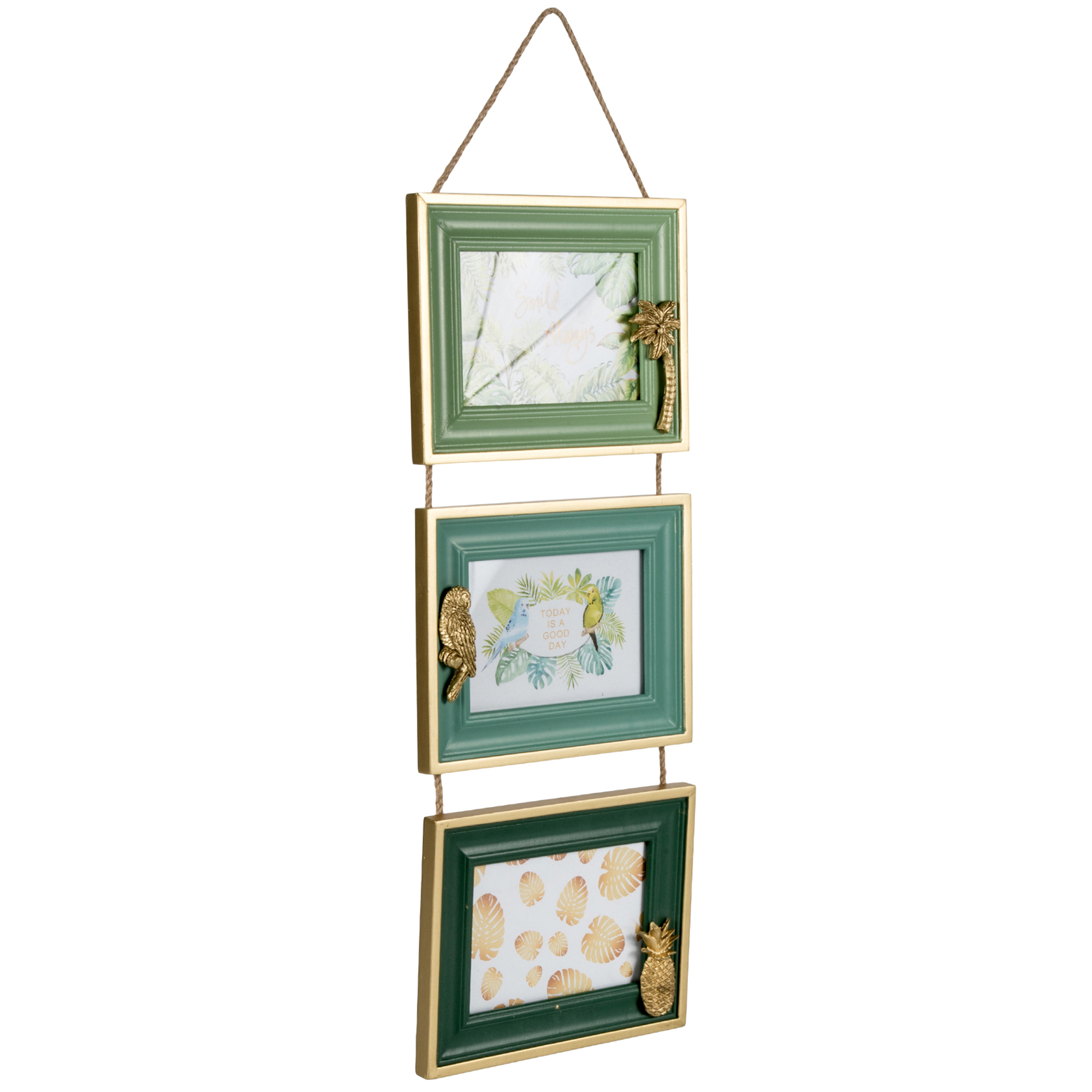 Green Triple 5 X 3 Hanging Photo Frames