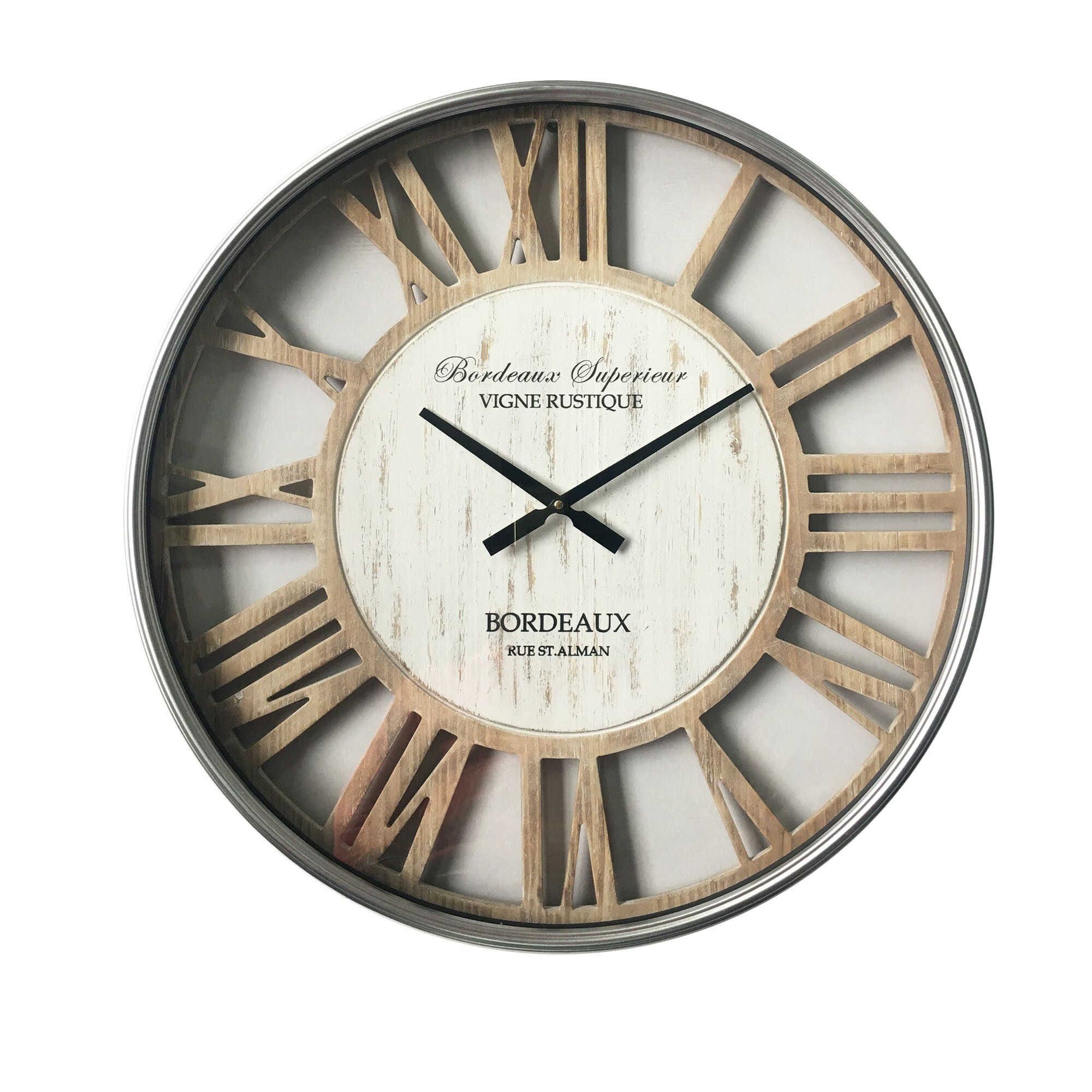 Highst 70cm Whitewash Rustic Metal Wall Clock Temple Webster