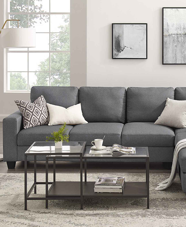 Temple & ster Grey Emer 5 Seater Sofa with Chaise