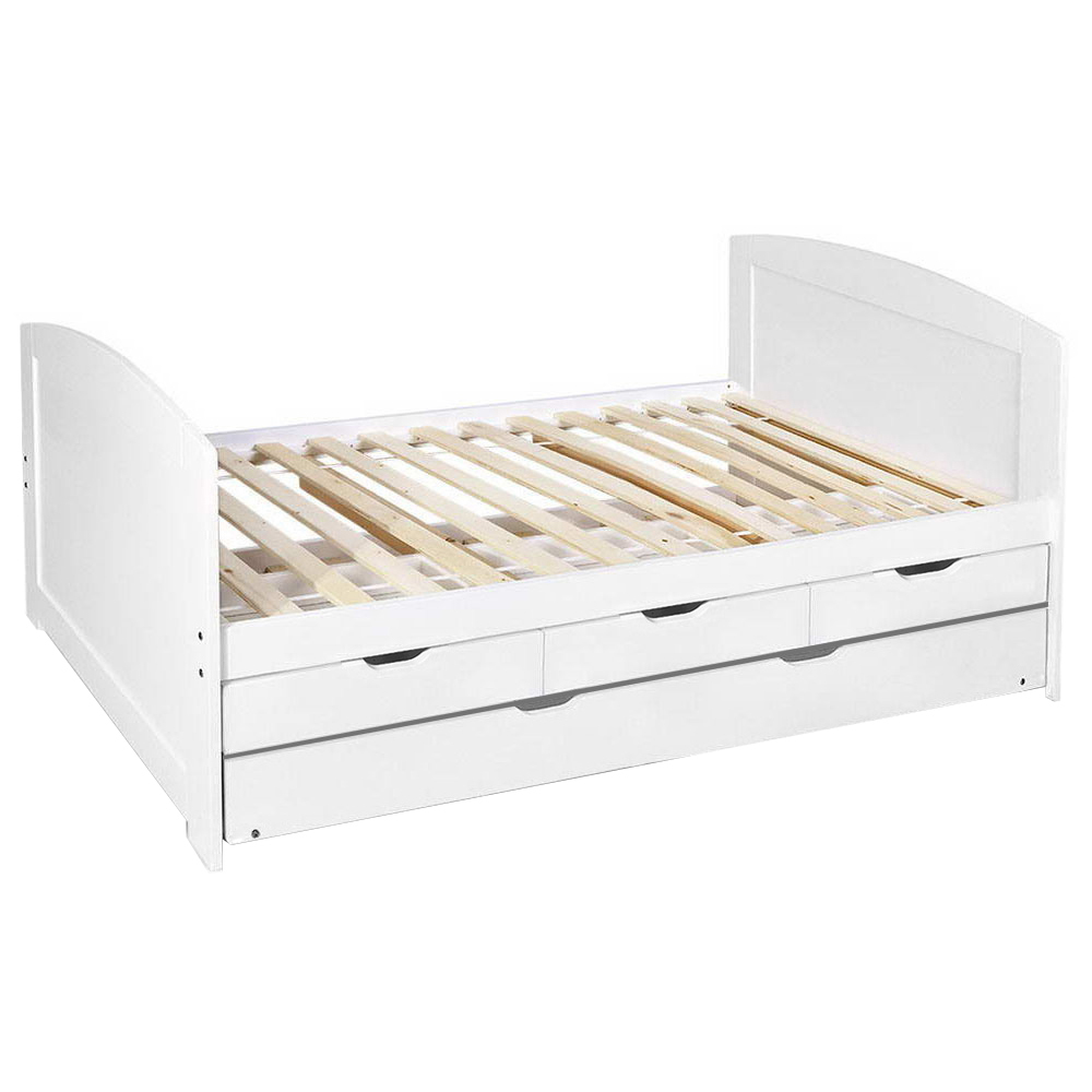 White Duncan Single Trundle Bed Frame