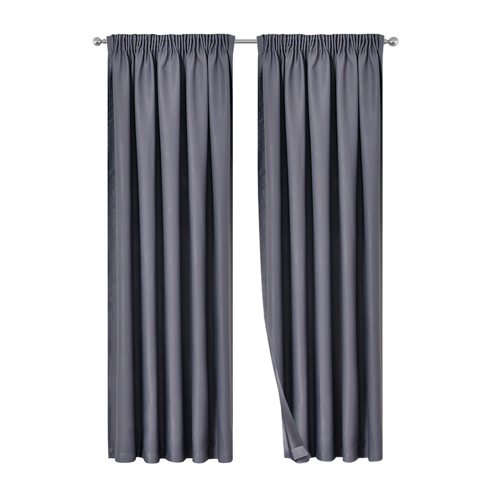 Dark Grey Art Queen Pinch Pleat Blockout Curtains Temple Webster