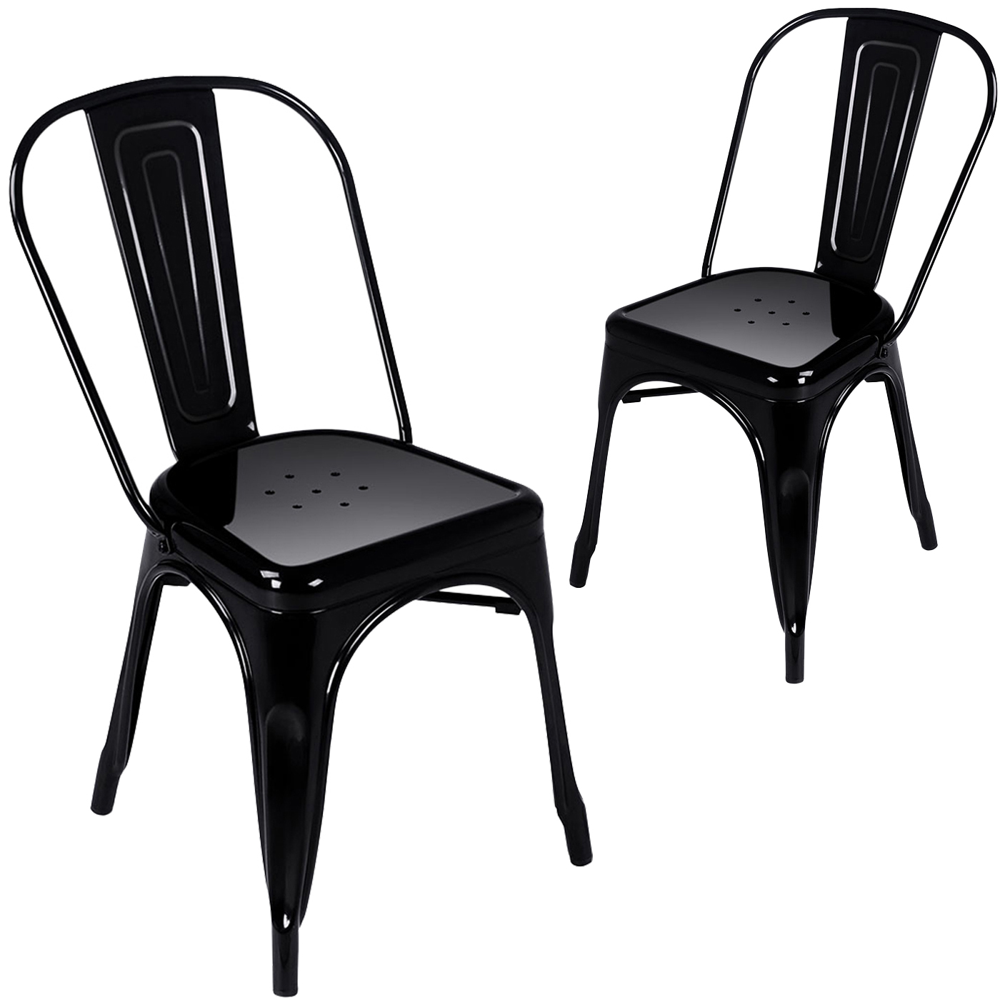 Gloss Black Tolix Replica Metal Dining Chairs