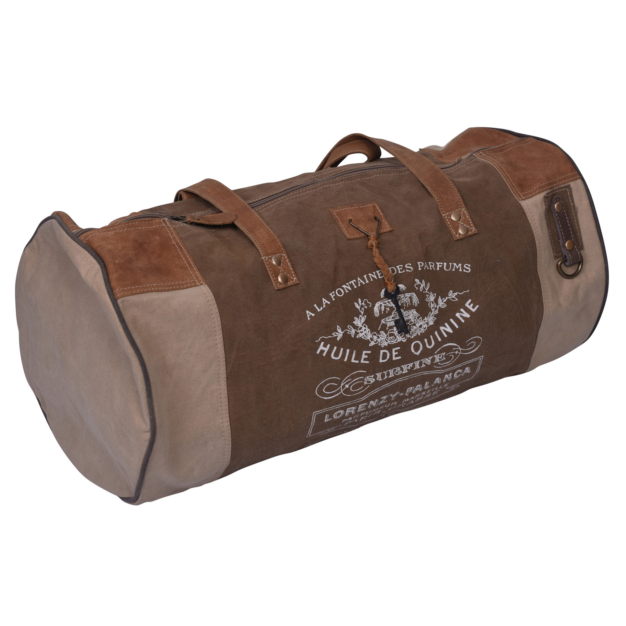 tan duffle bag