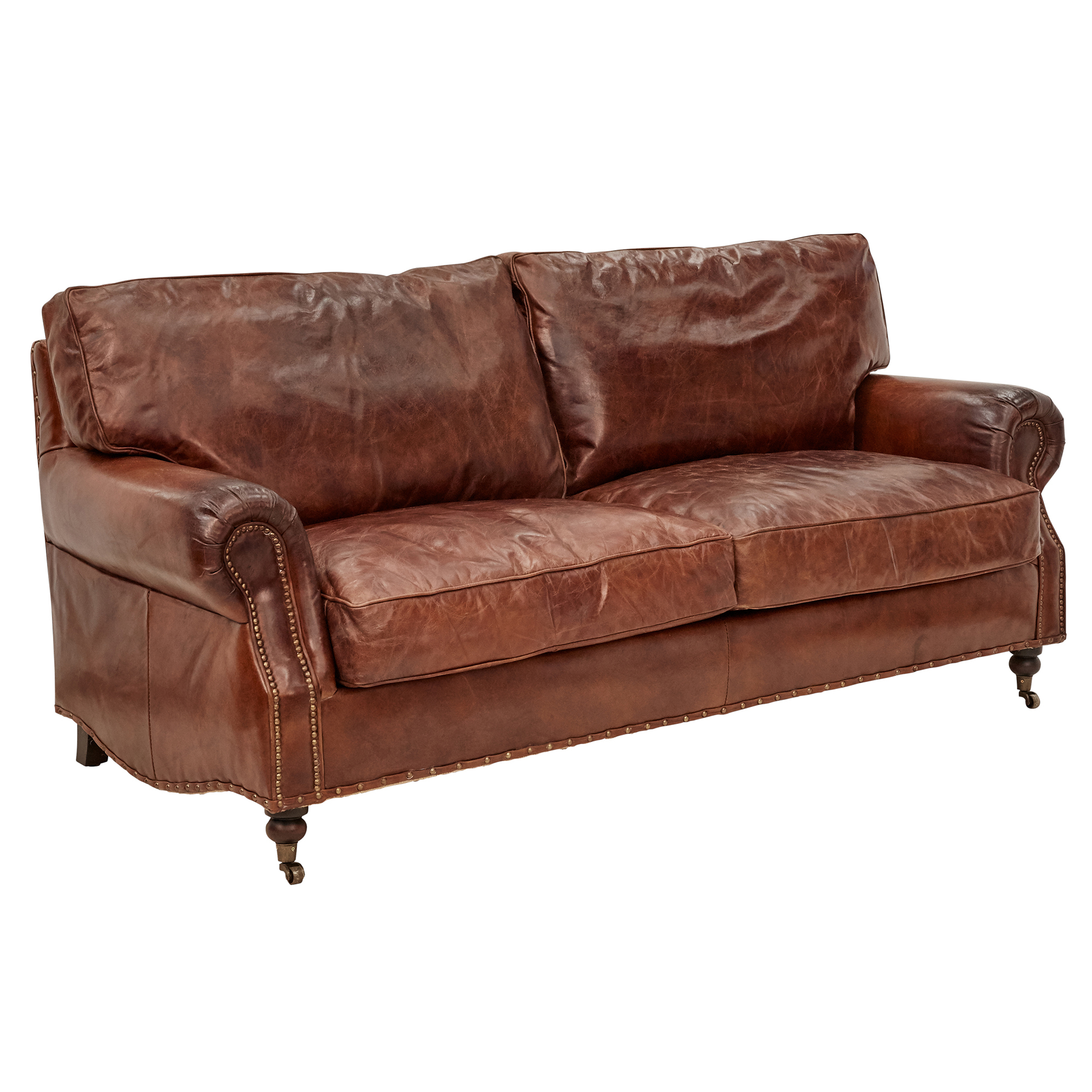 3 seater dark brown leather sofa