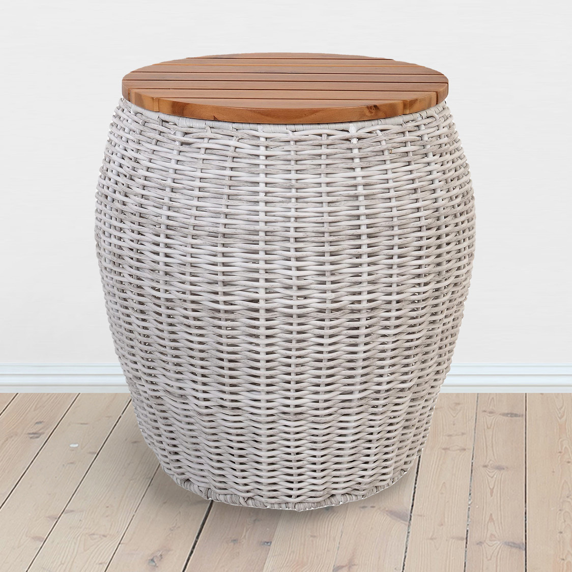 outdoor rattan storage stool