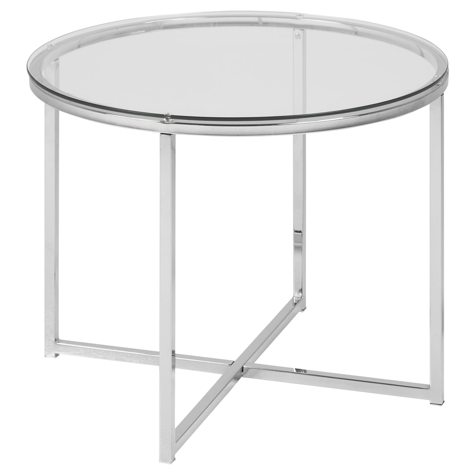 a small round glass table