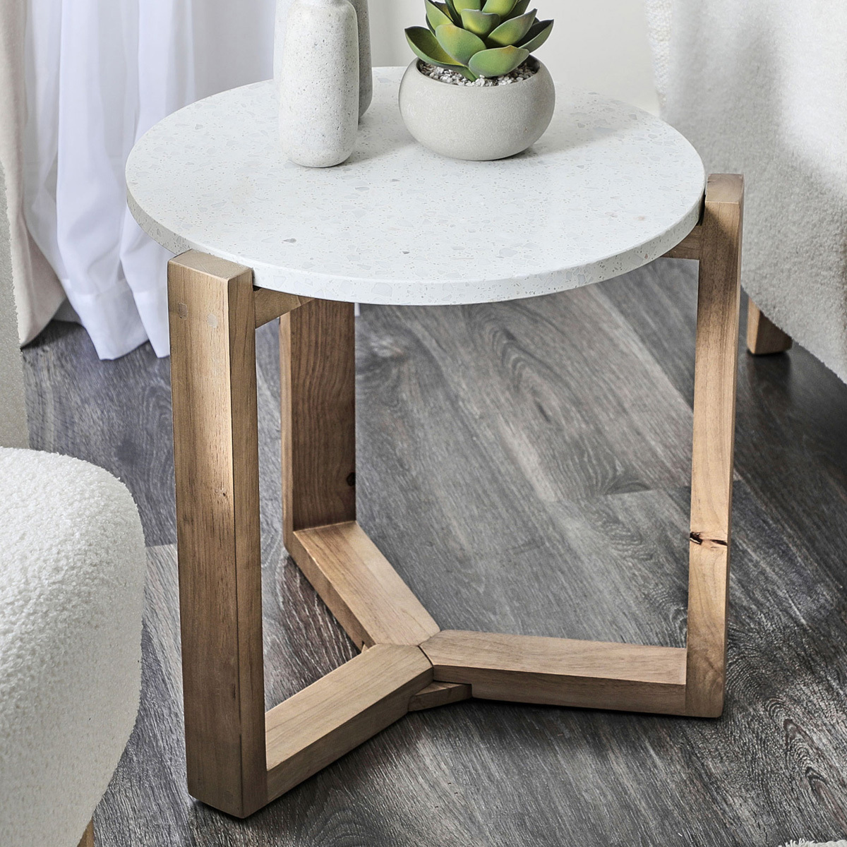 gray oak side table