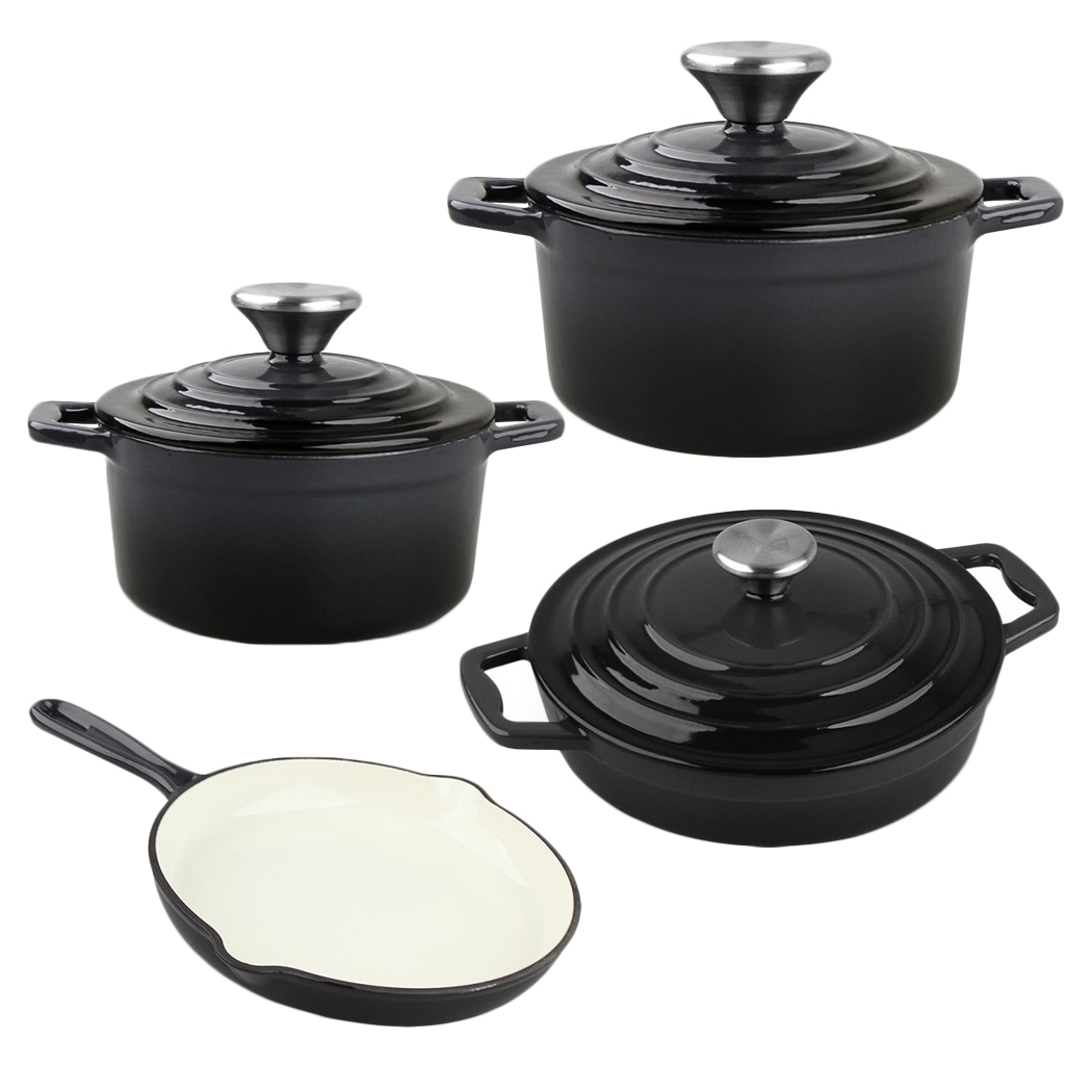 Cast Iron Roaster Xanten 27 cm Pot Black-Grey Induction Stewing Pan New