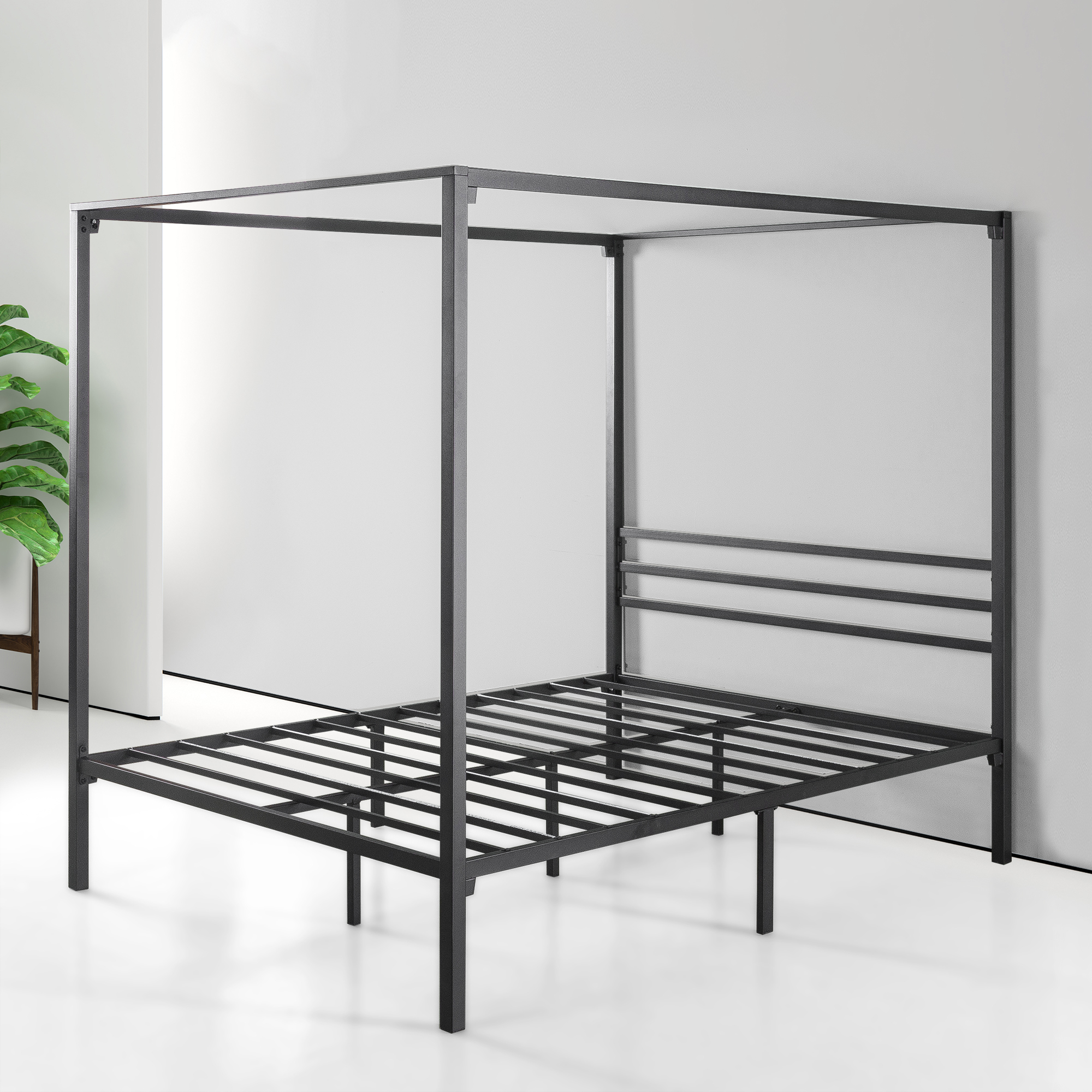 Metal Bed Slats R Mattress   Black%2BCytus%2BCanopy%2BBed%2BFrame 