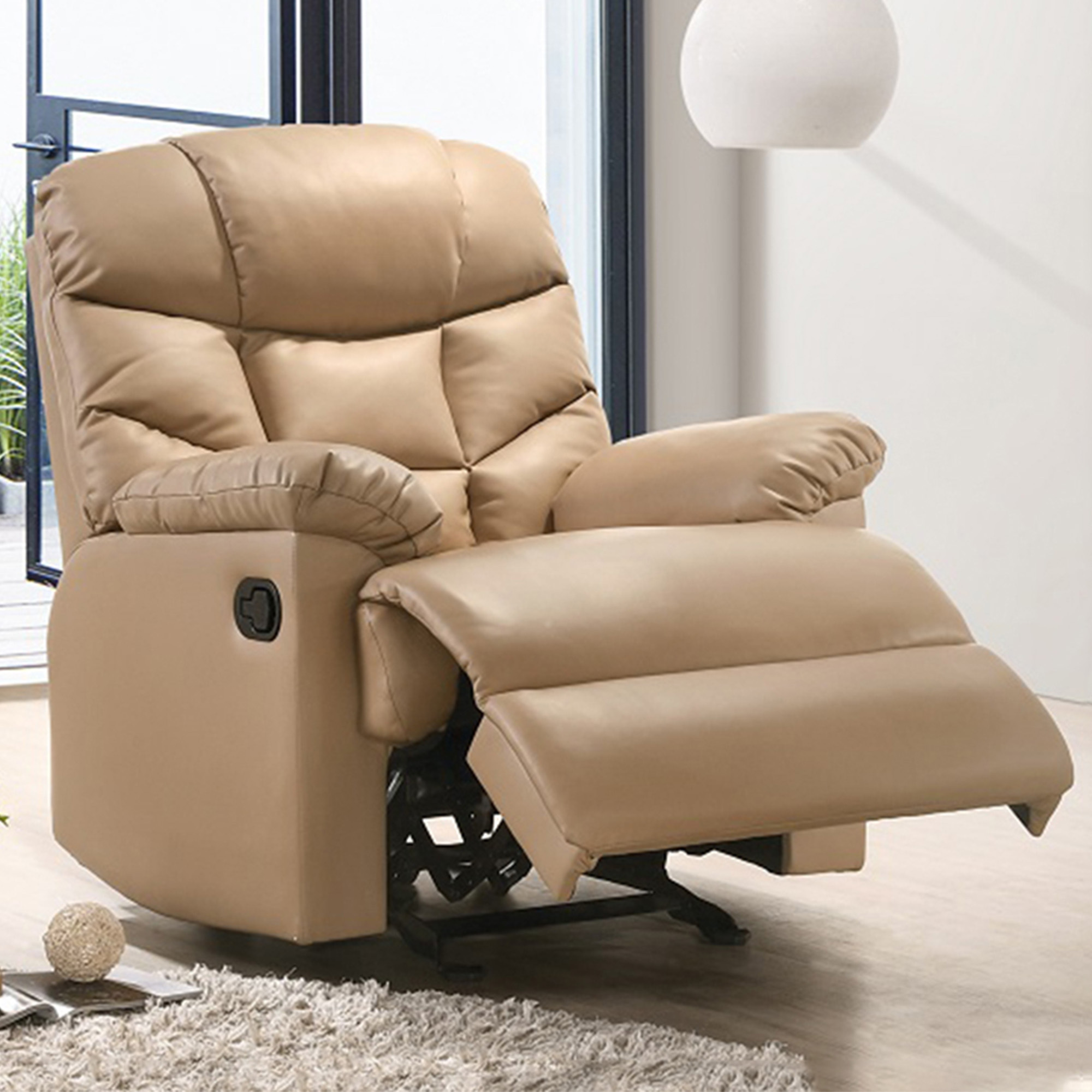 Nordichouse Beige Fabby Faux Leather Recliner Armchair Temple Webster