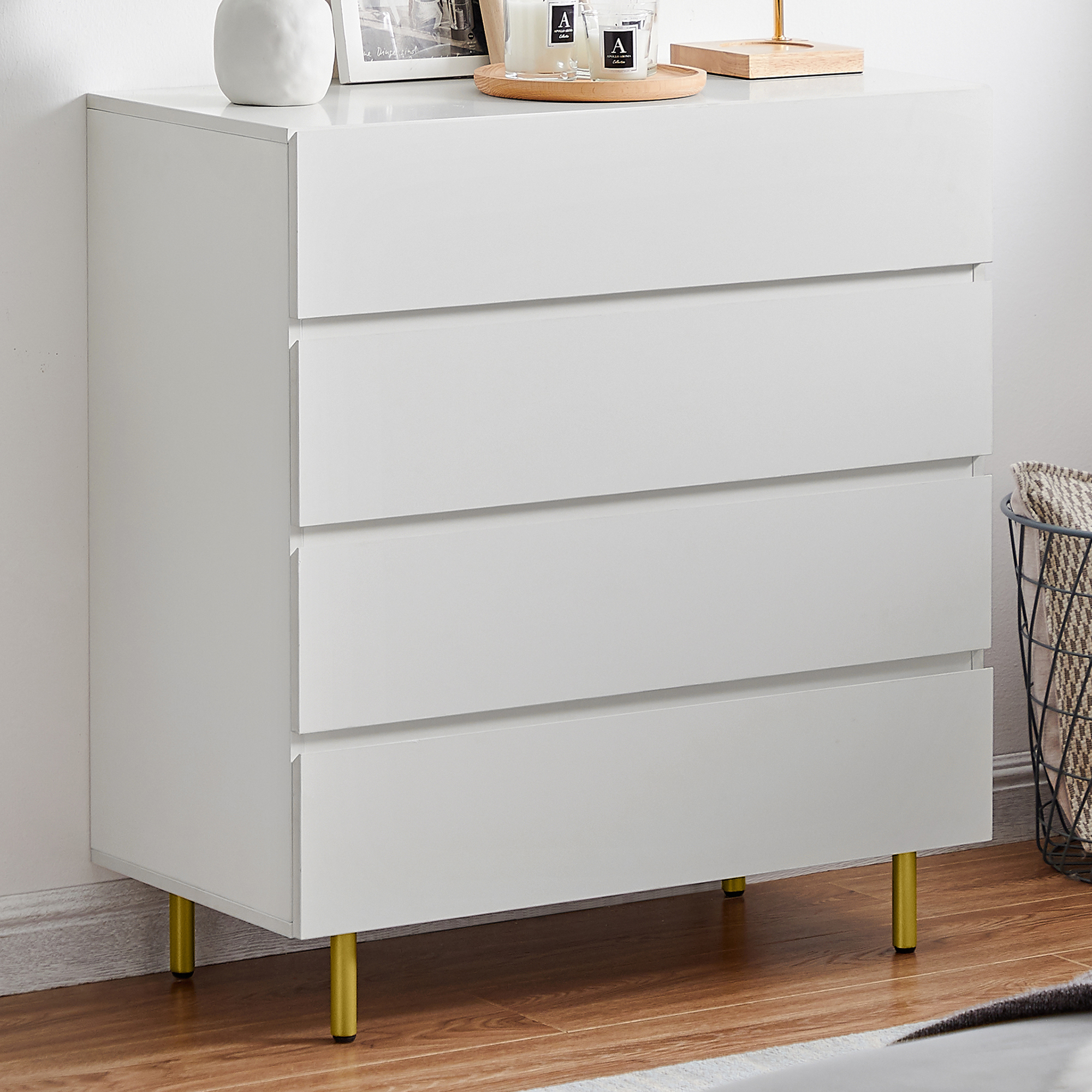 white 4 drawer nightstand