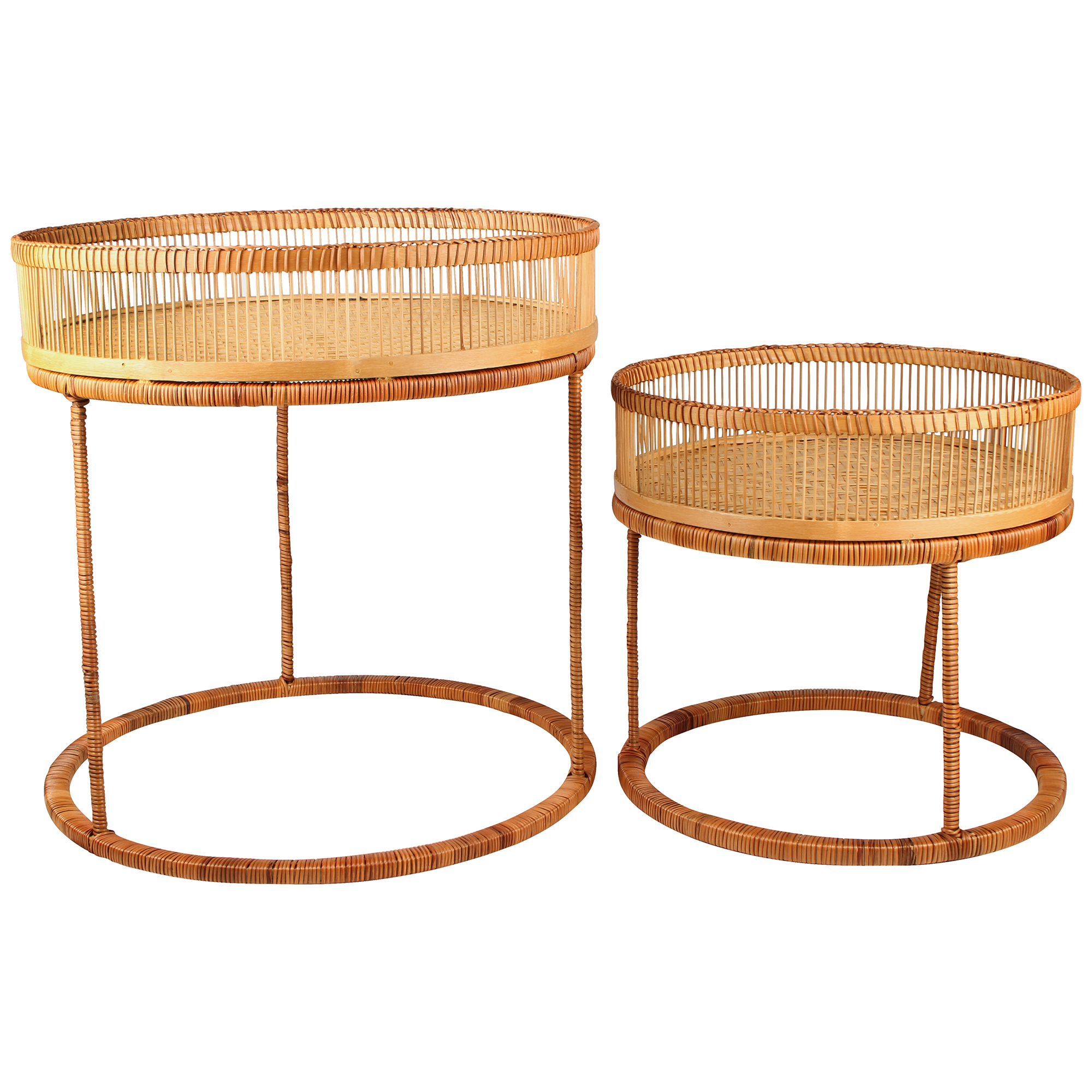 2 Piece Kalib Rattan Tray Top Side Table Set Temple Webster