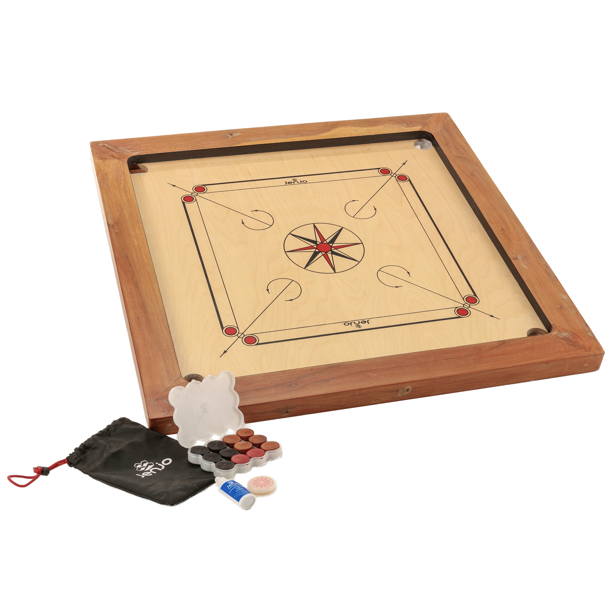 JenjoGames Natural Carrom Championship Board Game Set | Temple & Webster