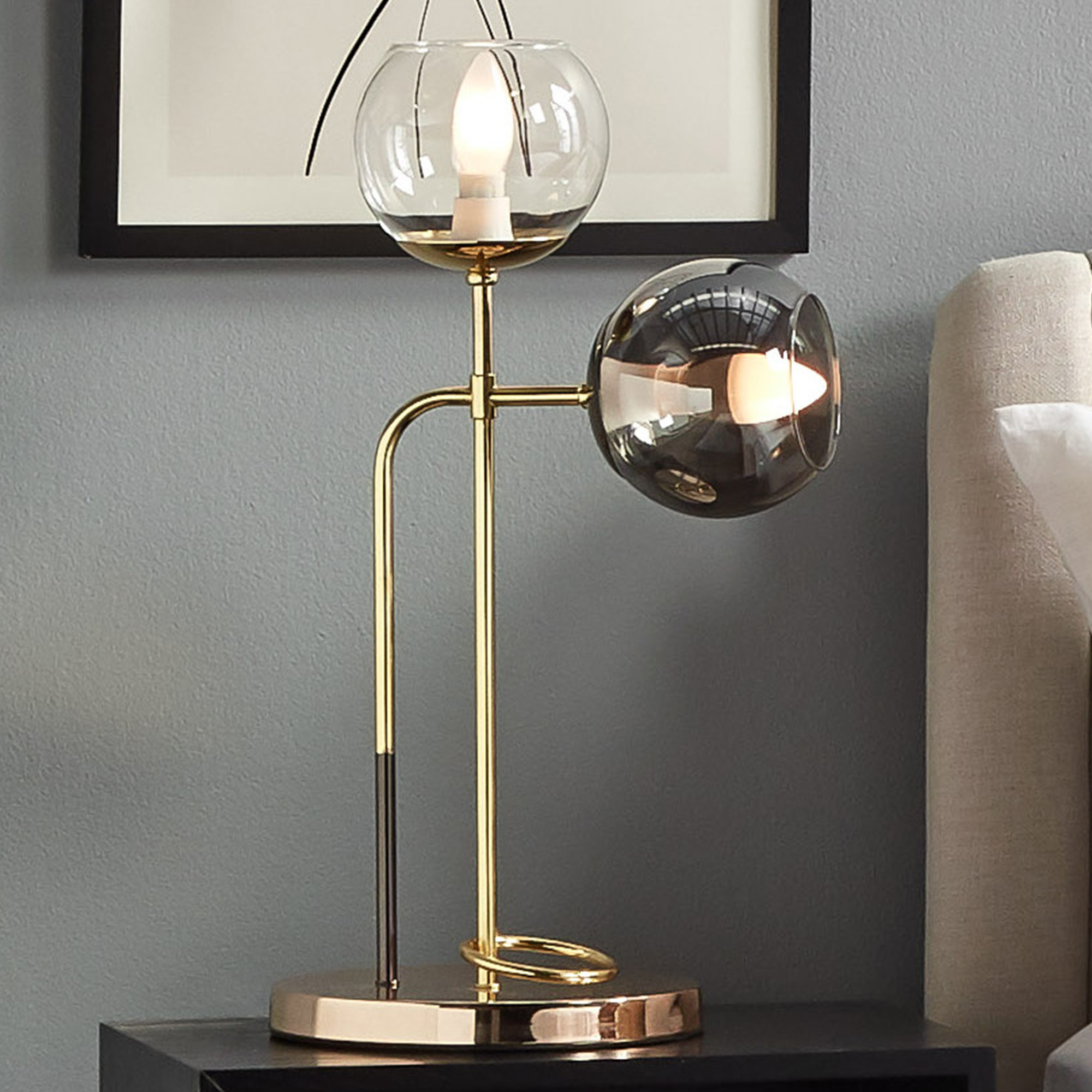 Glass Globe Table Lamp, Large White Glass Globe Table Lamp
