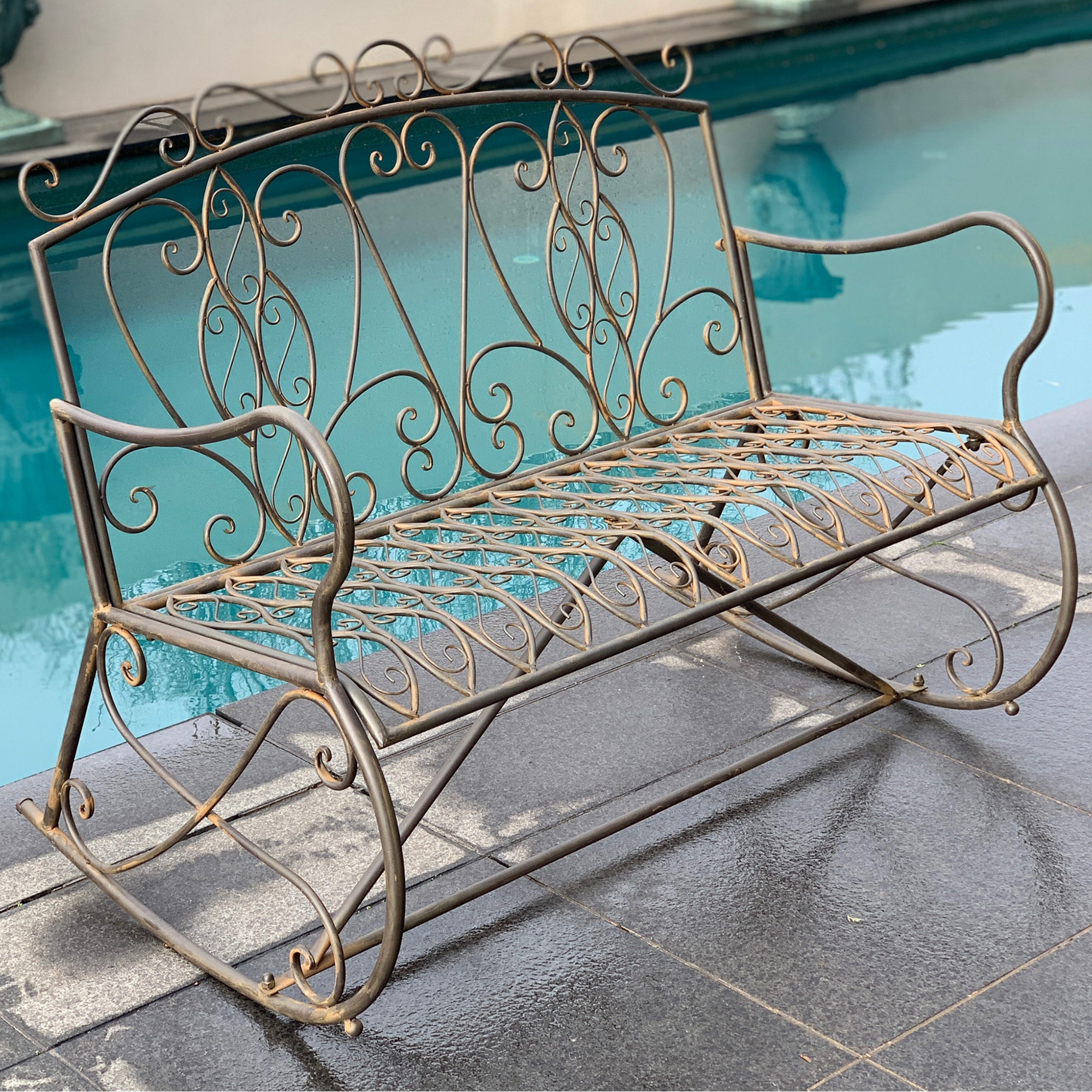 metal rocking garden bench