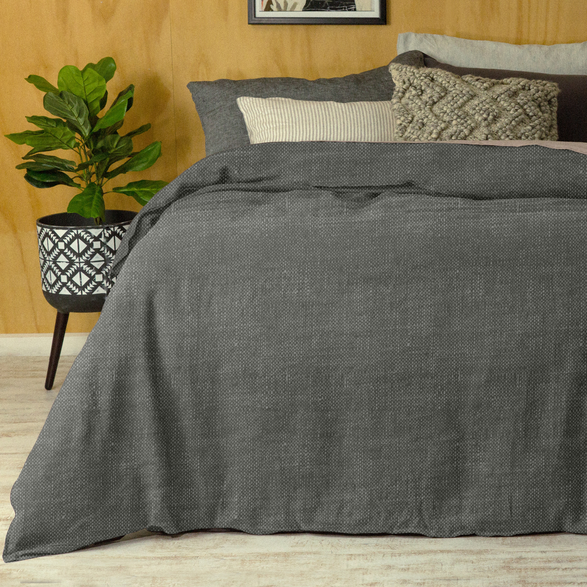 grey linen quilt