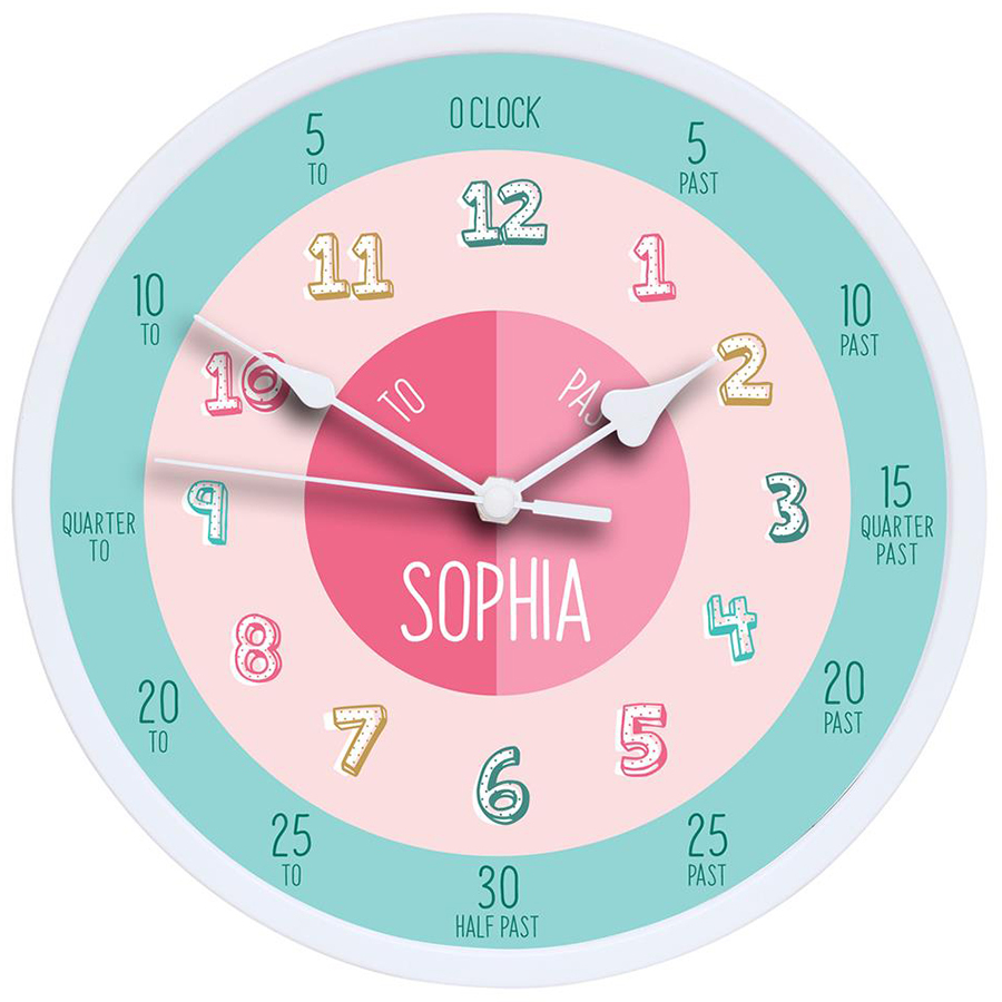 Pink Learn To Read Personalised Wall Clock Temple Webster