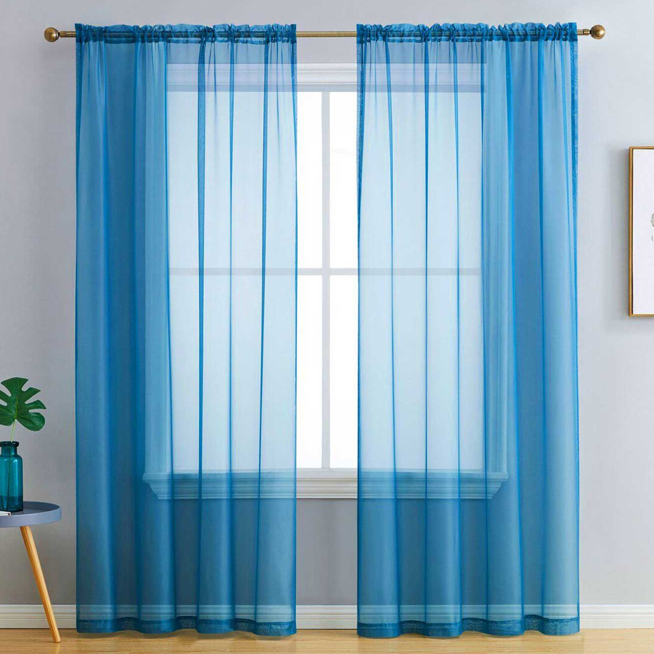 Aqua Luxton Rod Pocket Voile Sheer Curtains Temple Webster