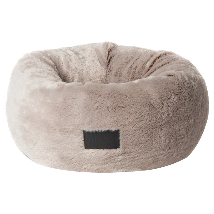 la doggie vita plush donut dog bed grey medium