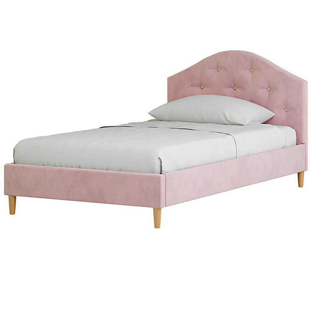 Montes Velvet Bed Frame, Light Pink Bed Frame
