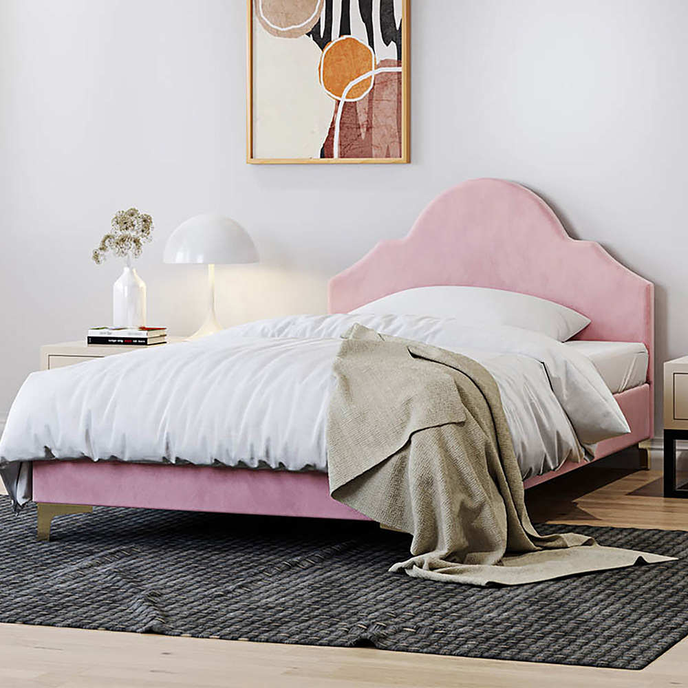 Light Pink Hera Velvet Bed Frame, Light Pink Bed Frame