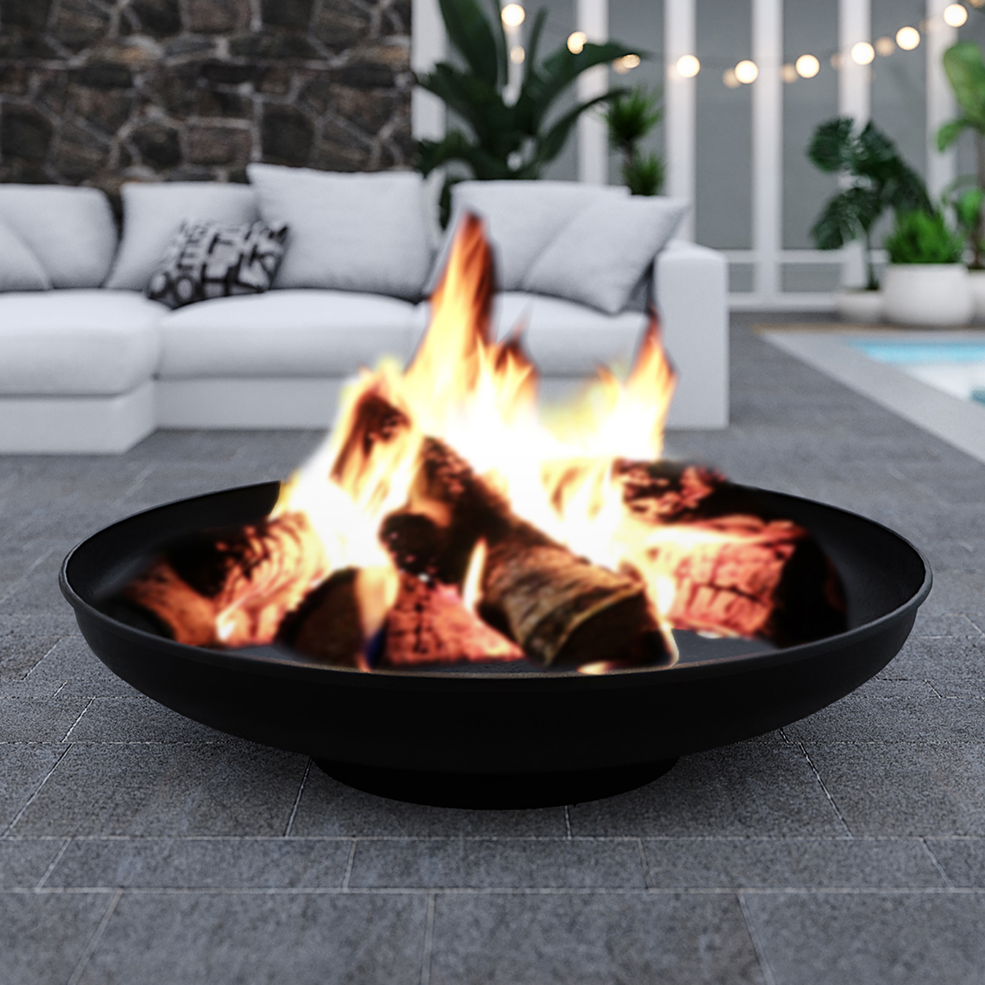 Calile House Cambrie Steel Fire Pit, Rolling Fire Pit