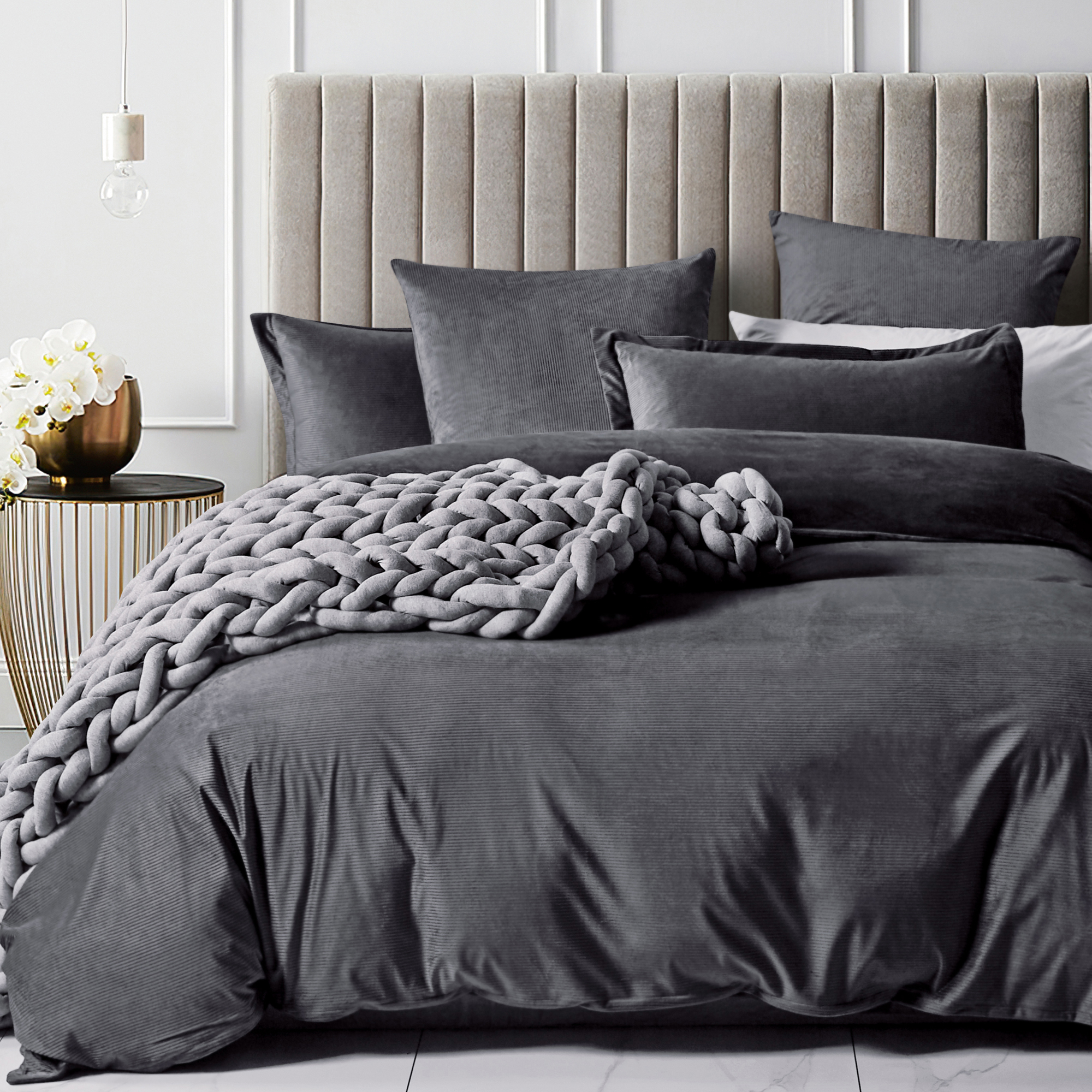 Temple Webster, Charcoal Duvet Cover Queen