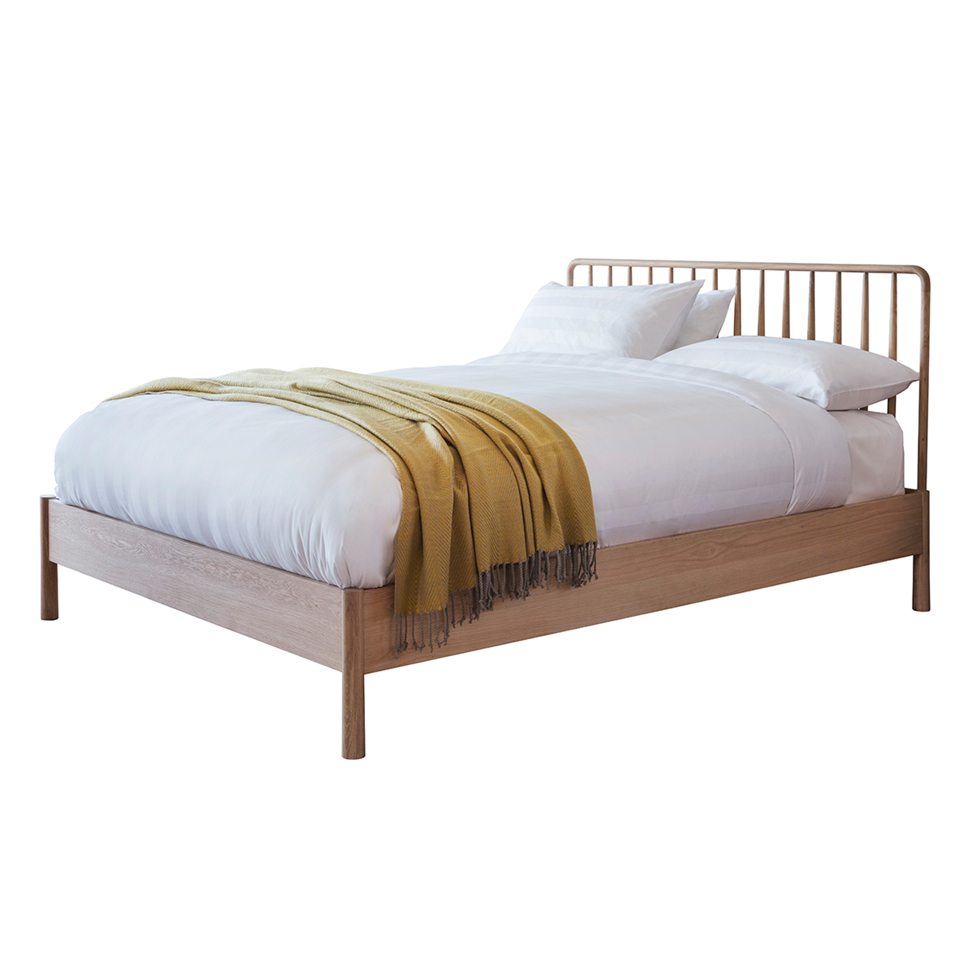 Julio Solid Oak Spindle Bed Frame, Spindle Bed Frame