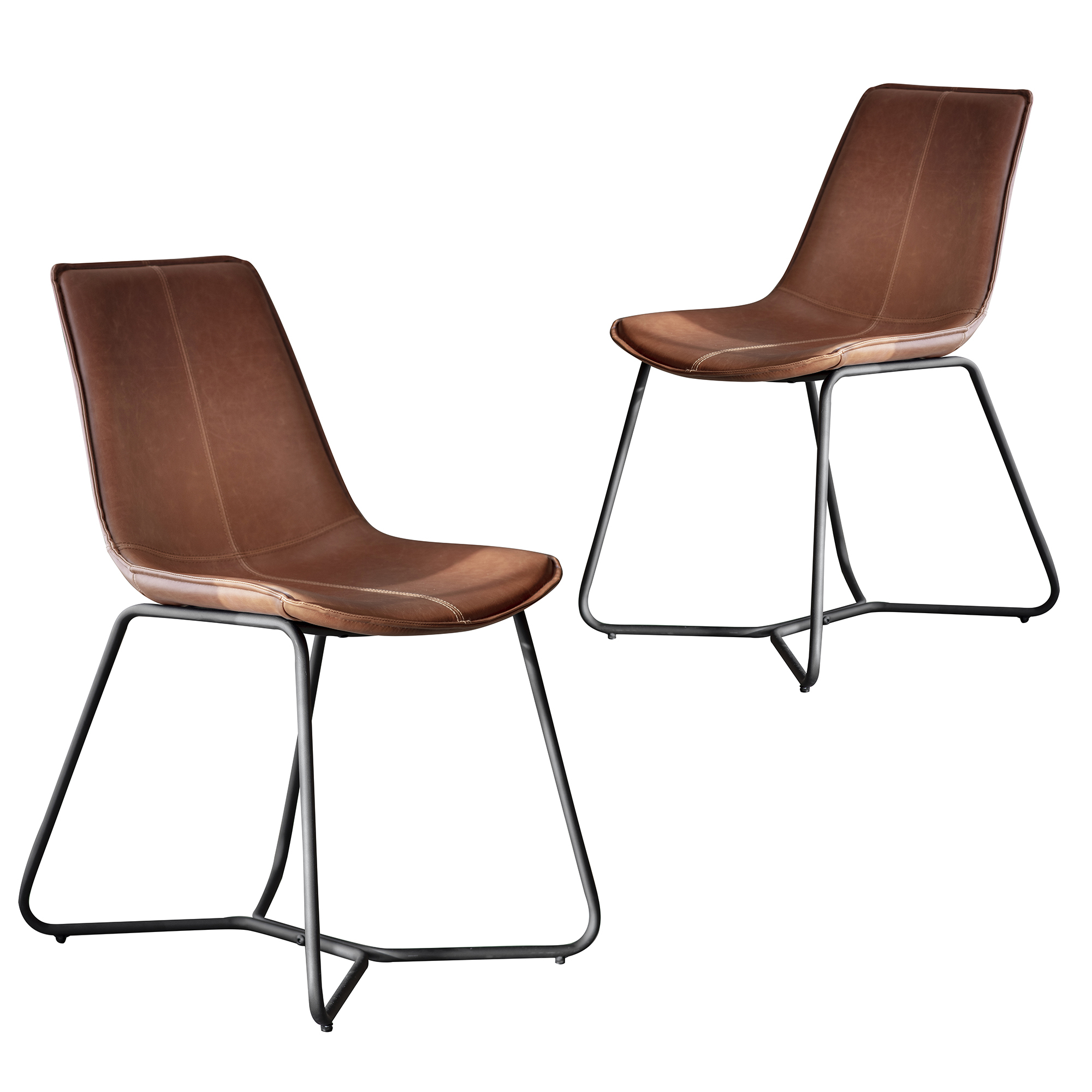 Brown Hawking Faux Leather Dining, Brown Leather Dinning Chairs