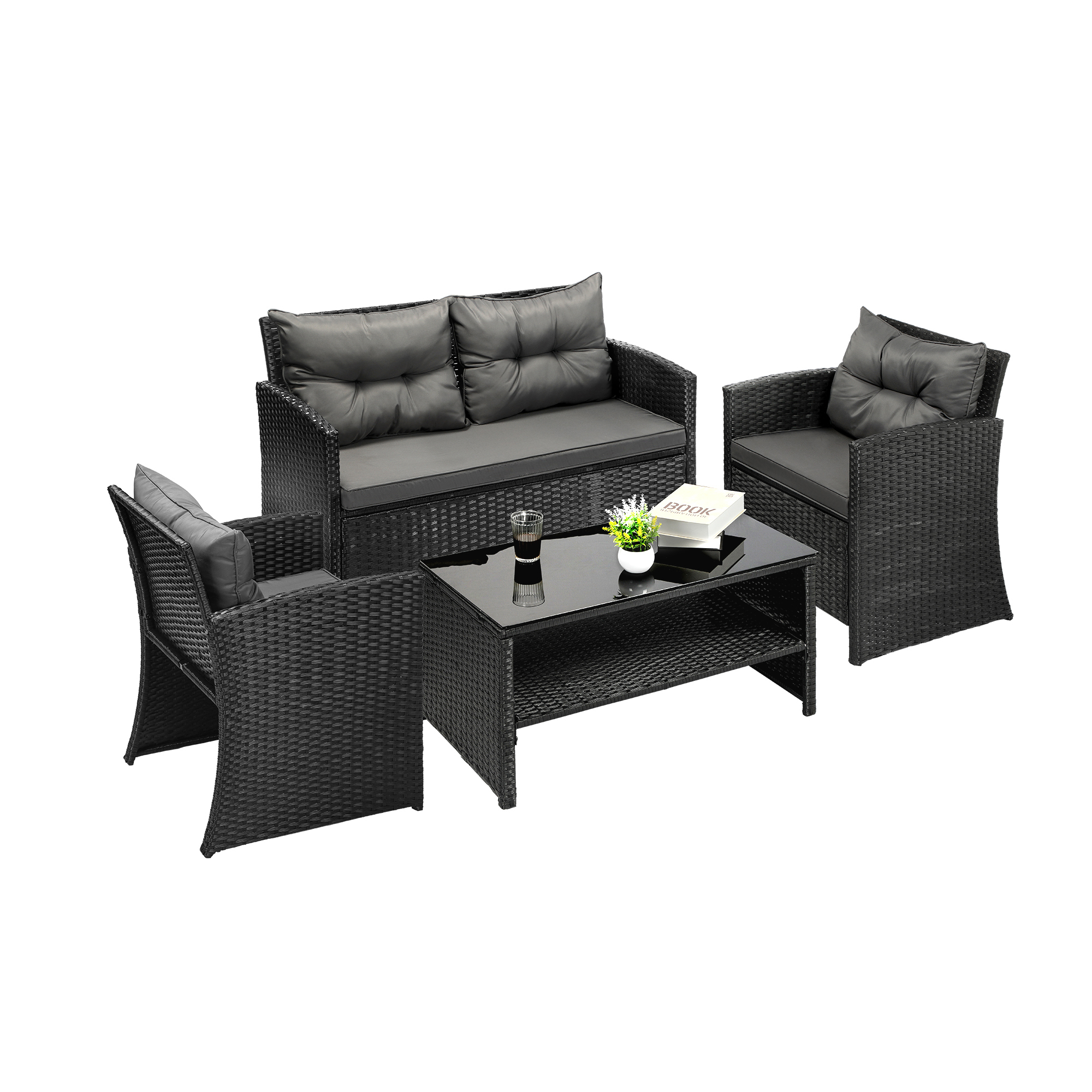 4 seater rattan garden sofa