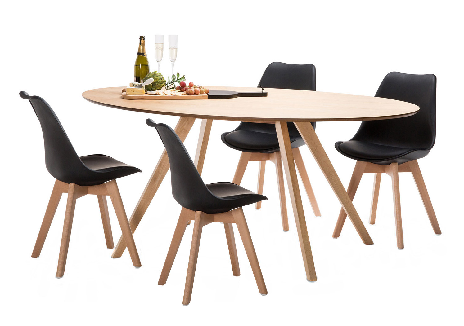 scandi dining table and 4 chairs